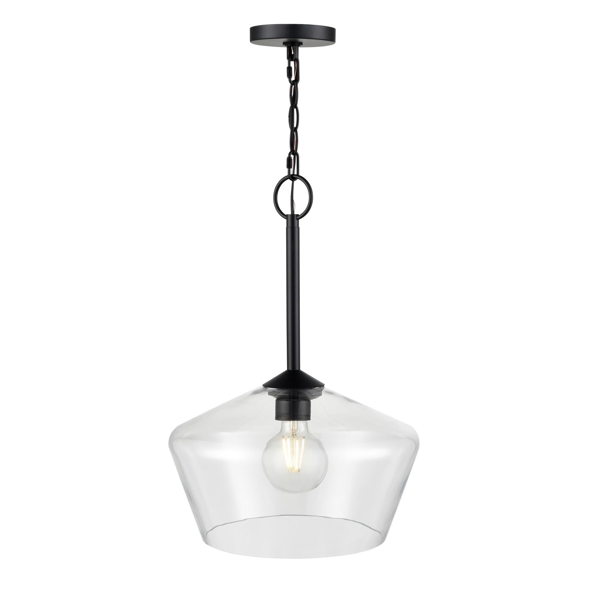 Shown in Matte Black finish and Clear glass