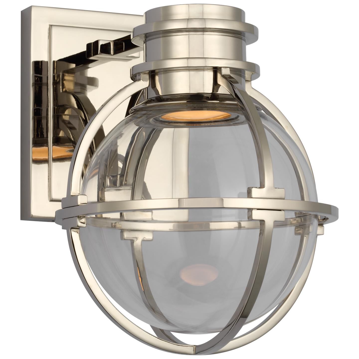 Shown in Polished Nickel finish and Clear Glass shade