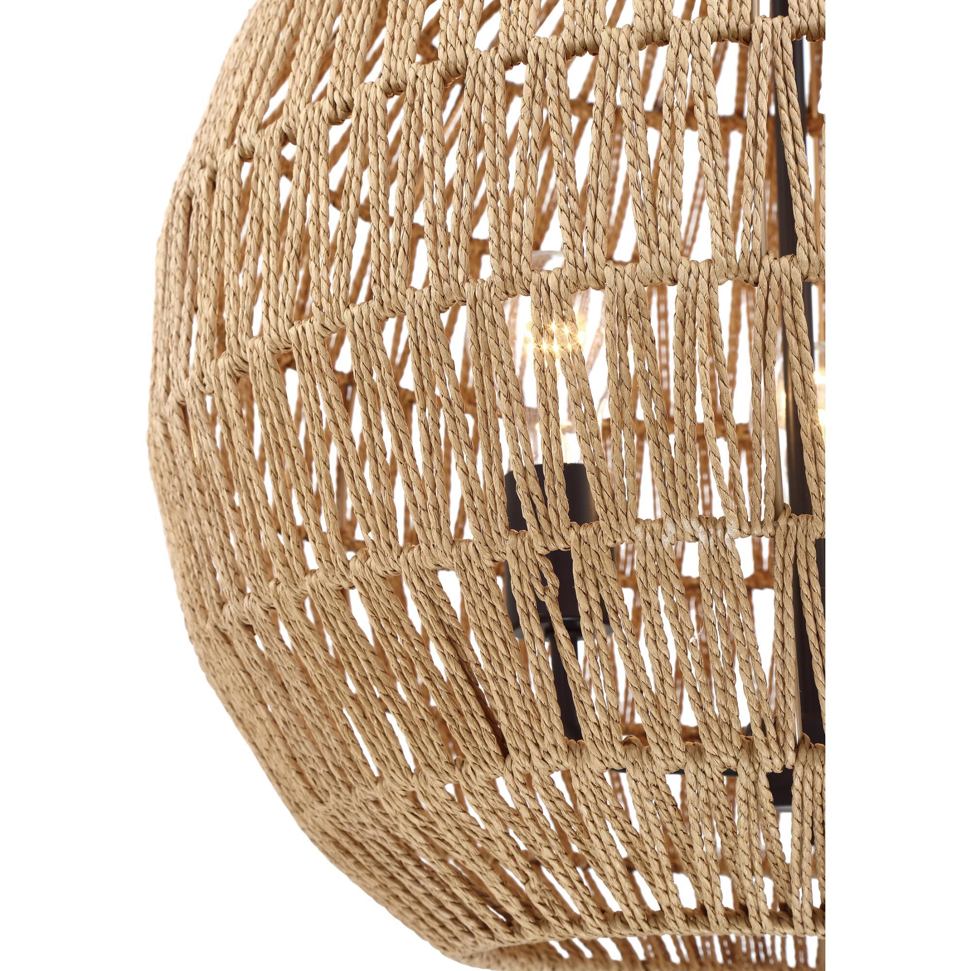 Shown in Palladian Bronze finish and Natual Rope Paper shade