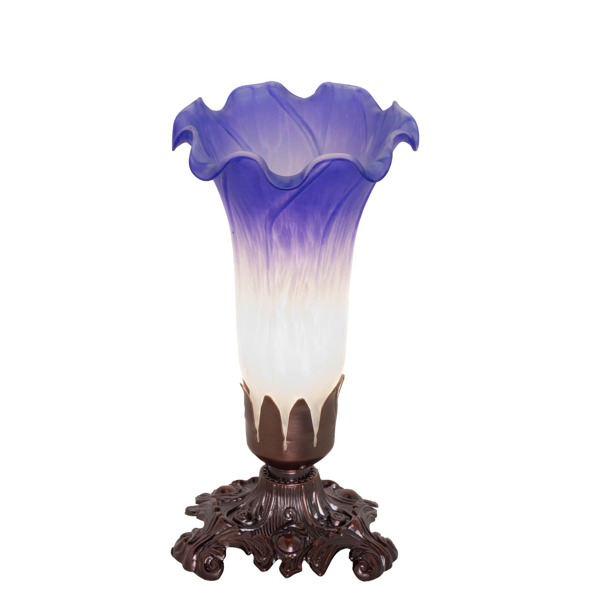 Blue/White Pond Lily 8 Inch Table Lamp by Meyda Lighting