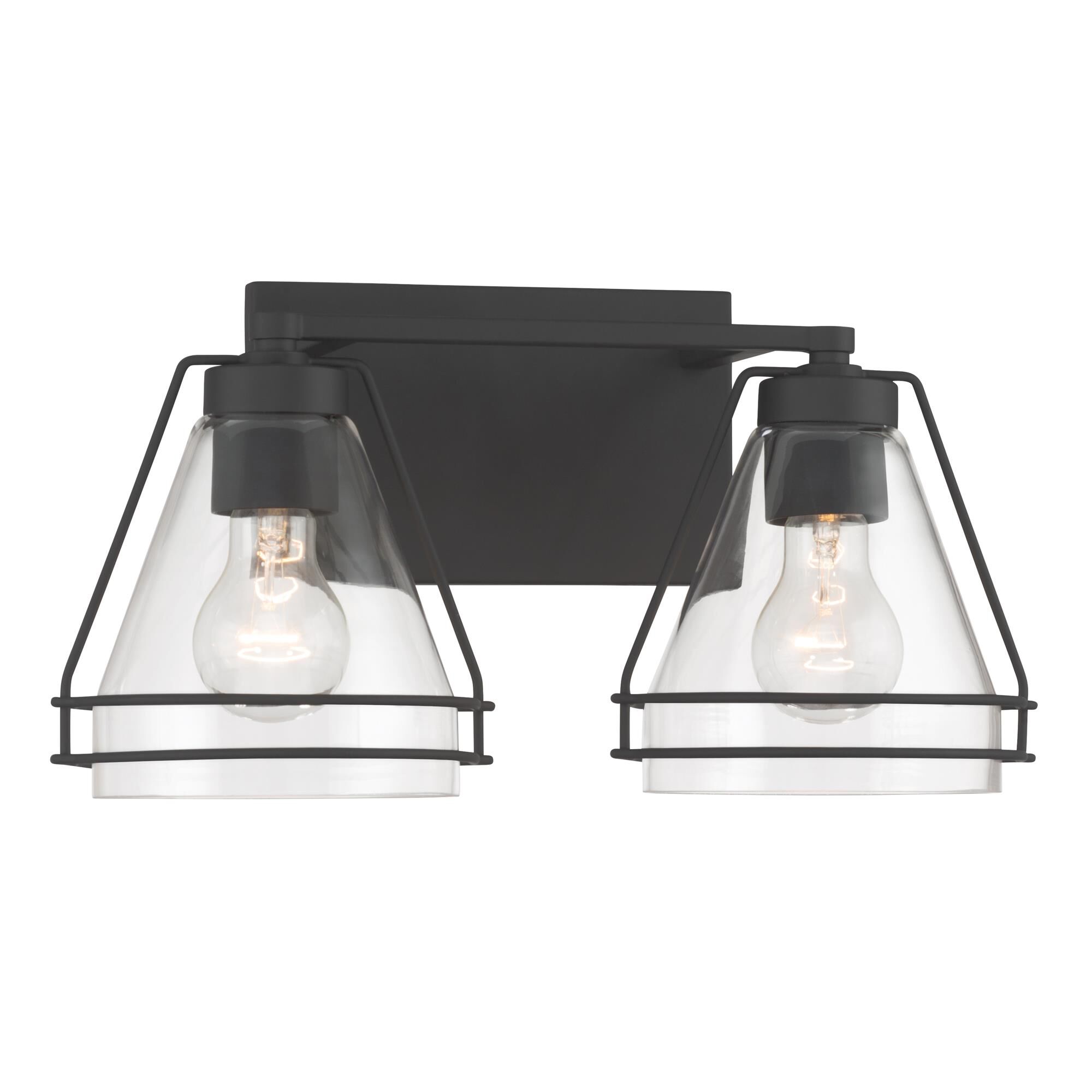 Shown in Dark Matte Black finish and Clear glass