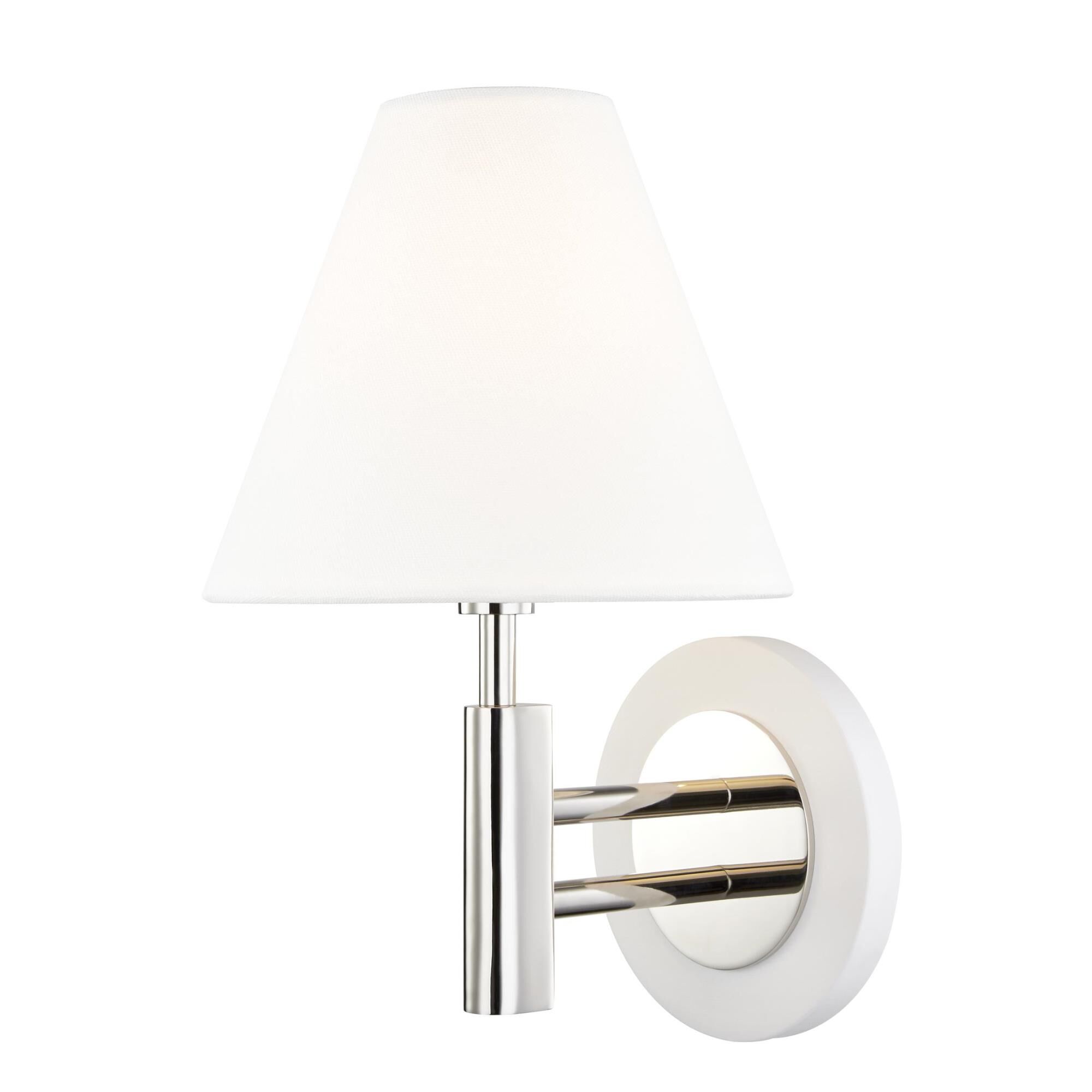 Shown in Polished Nickel-White finish and Off White shade