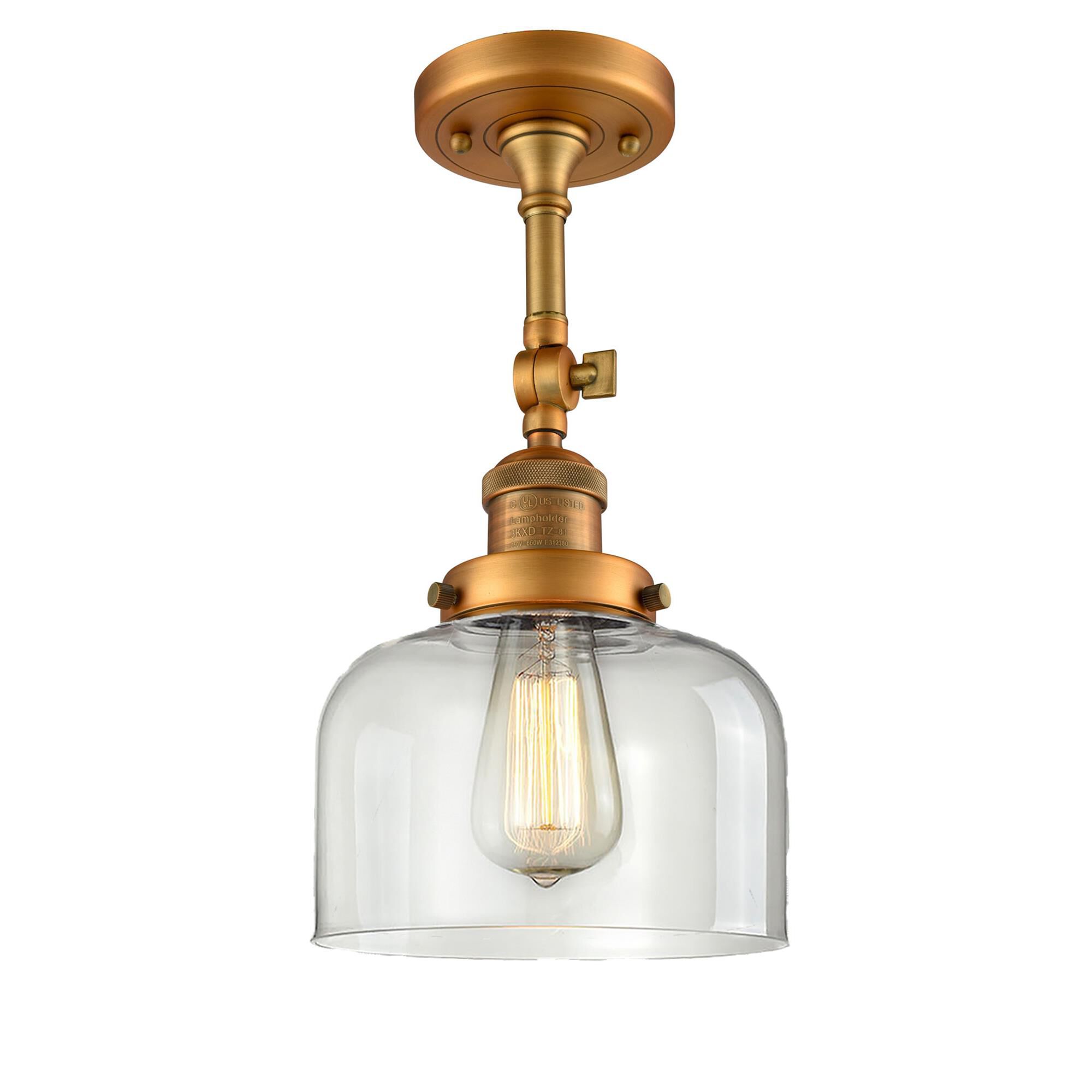 Shown in Brushed Brass finish and Clear glass