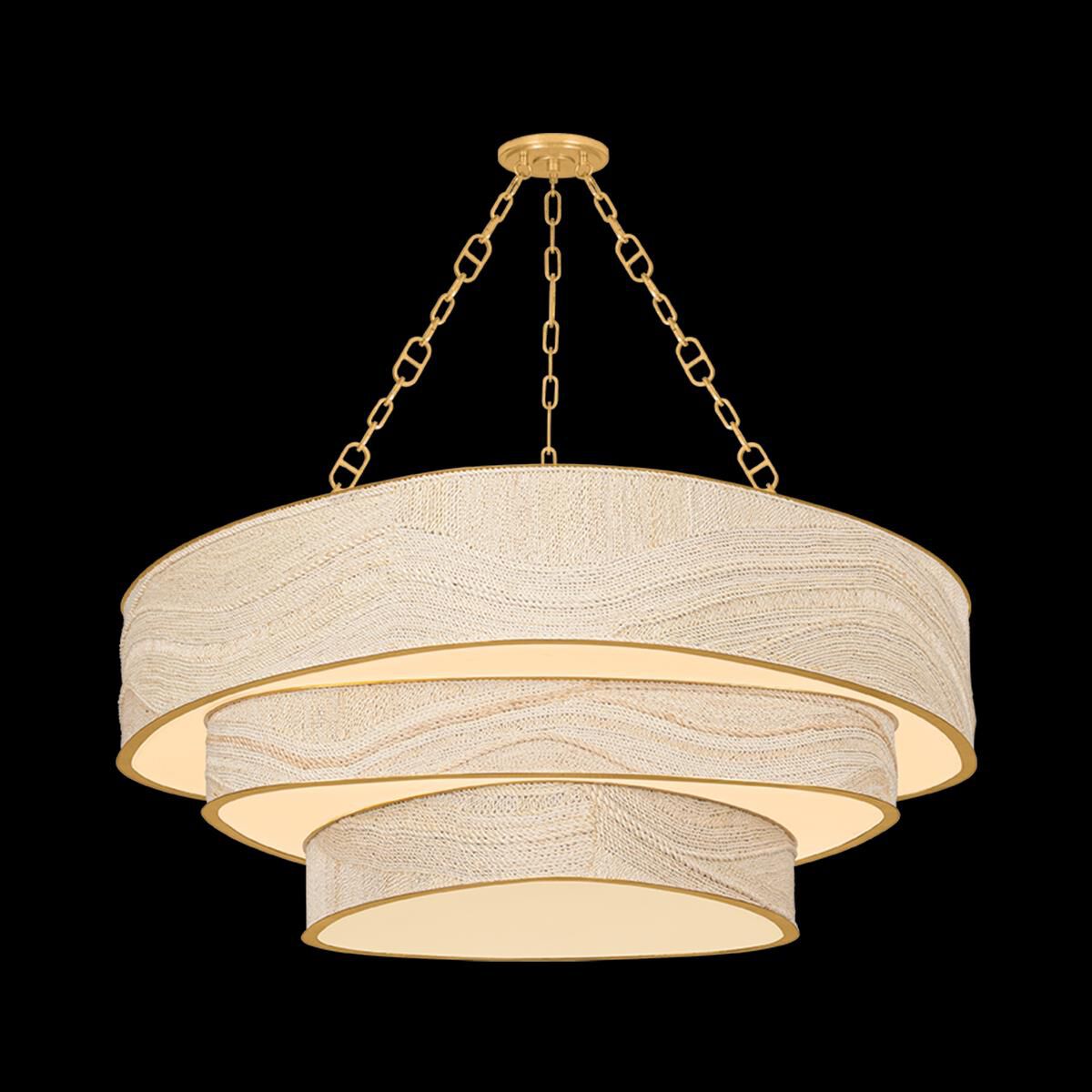 Shown in Vintage Gold Leaf finish and Abaca shade