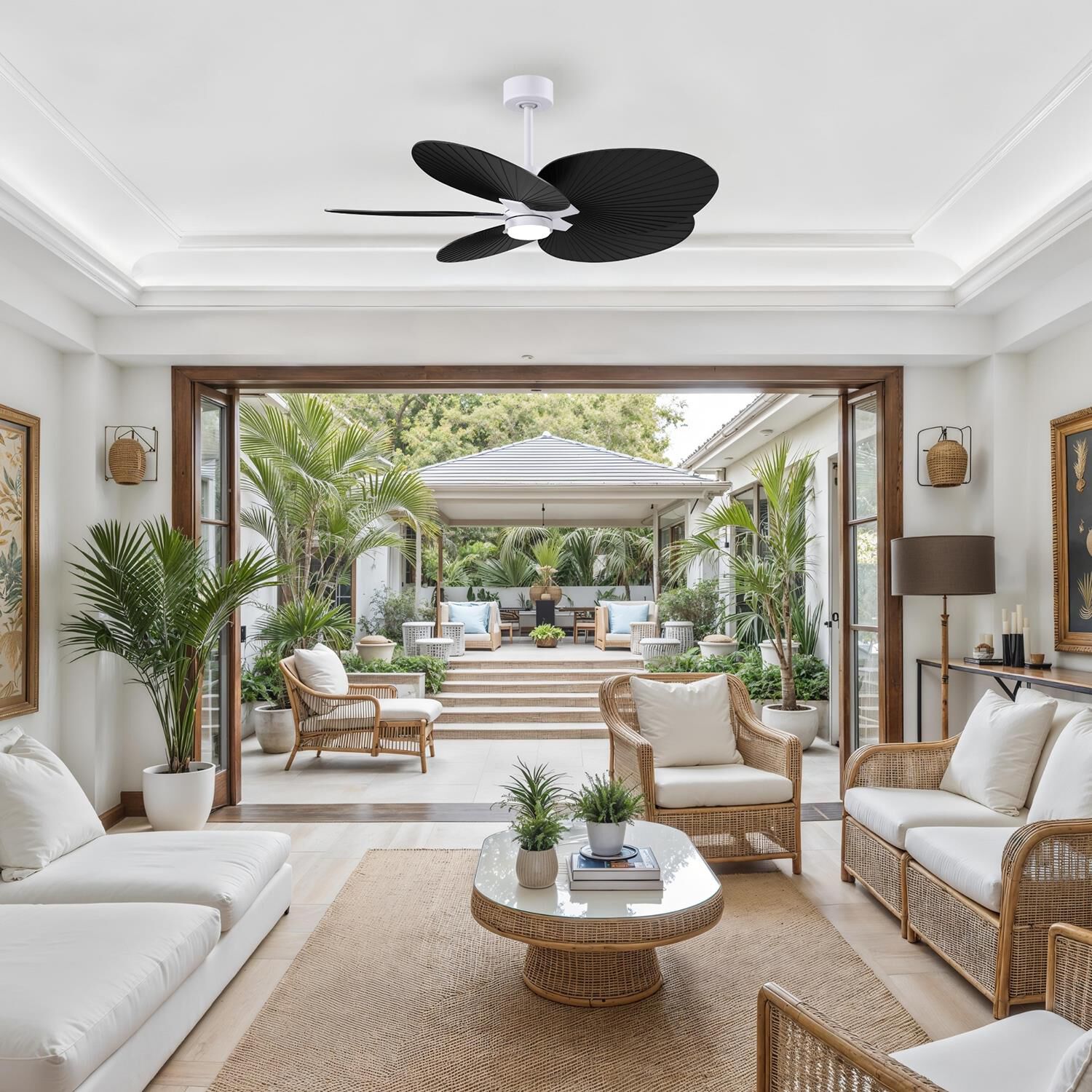 Alessandra Tropical Outdoor Rated 48 Inch Ceiling Fan with Light Kit by Matthews Fan Company