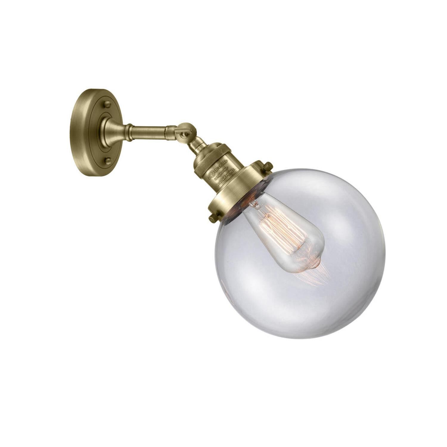 Shown in Antique Brass finish and Clear glass and No Accent accent