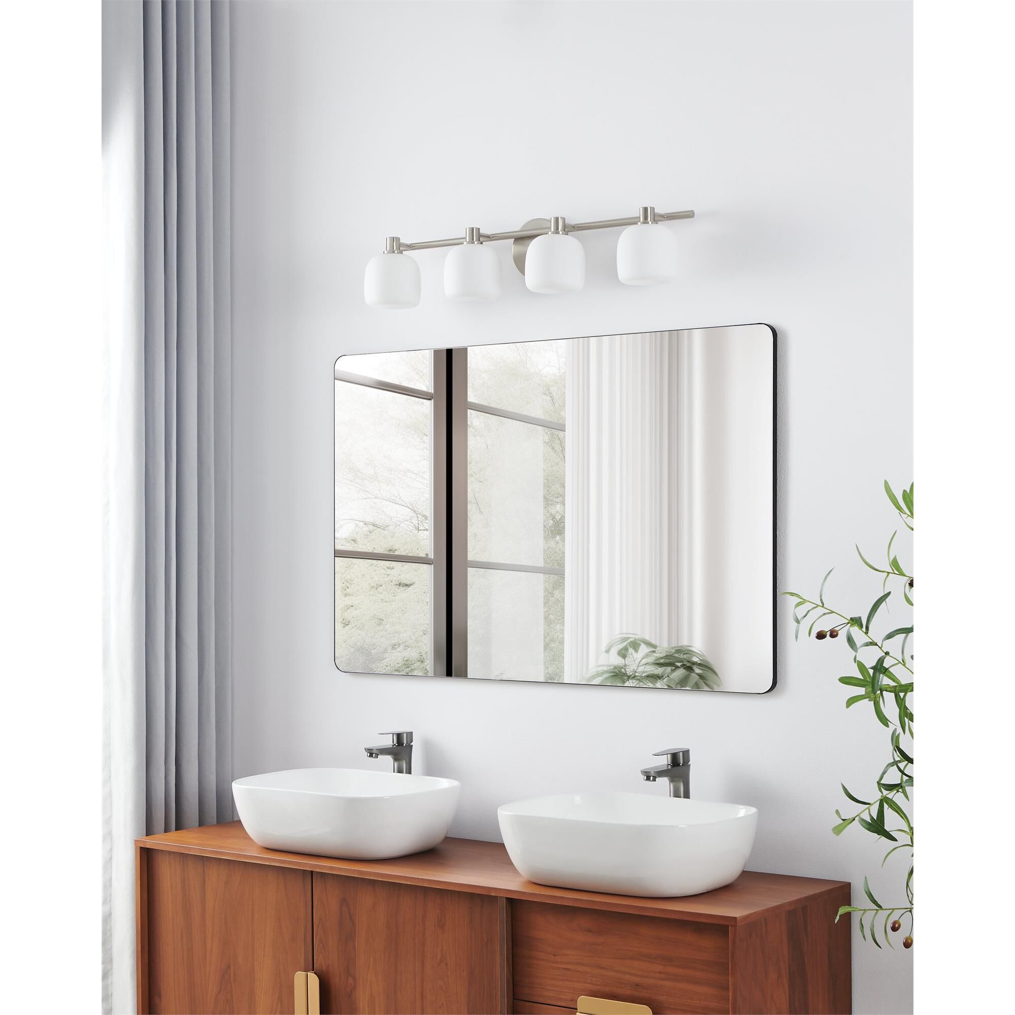 Shown in Brushed Nickel finish and Etched Opal glass