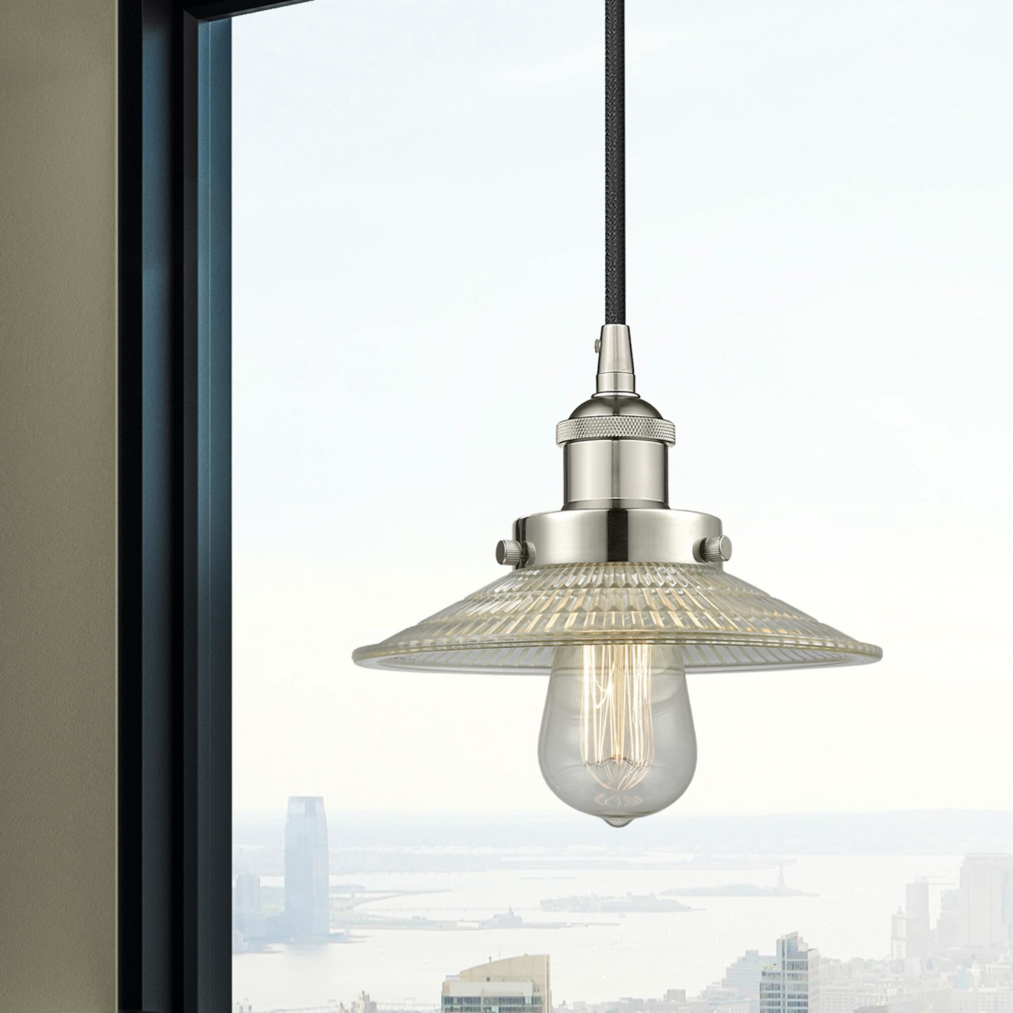 Shown in Polished Nickel finish and Clear glass