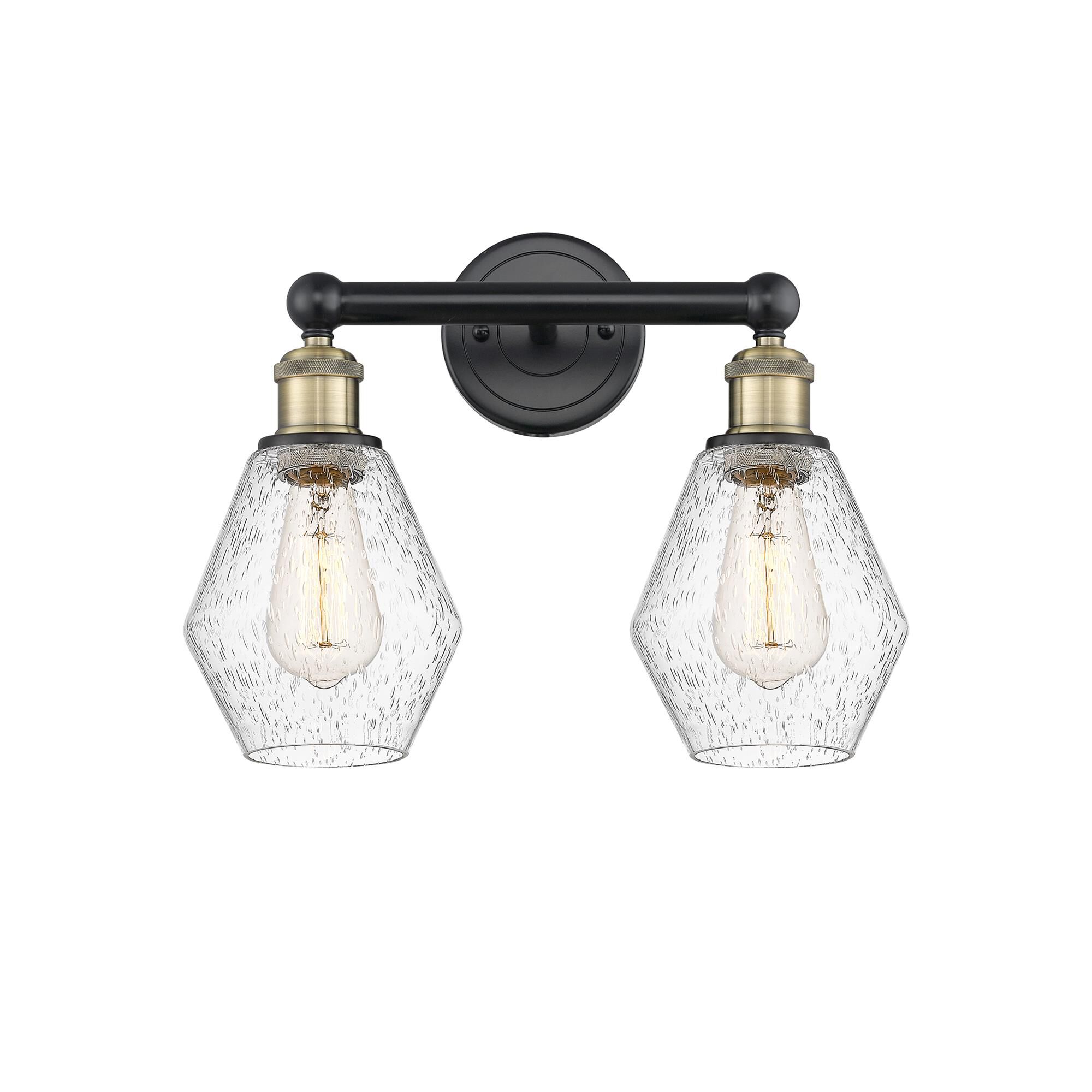 Shown in Black Antique Brass finish and Seedy glass