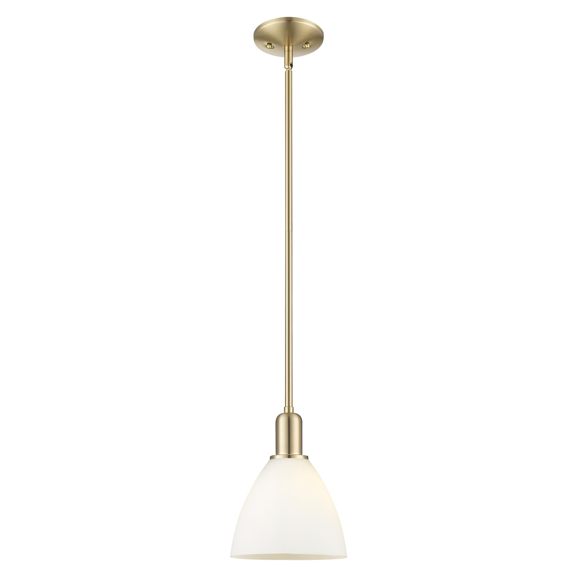 Shown in Champagne Bronze finish and Matte White glass
