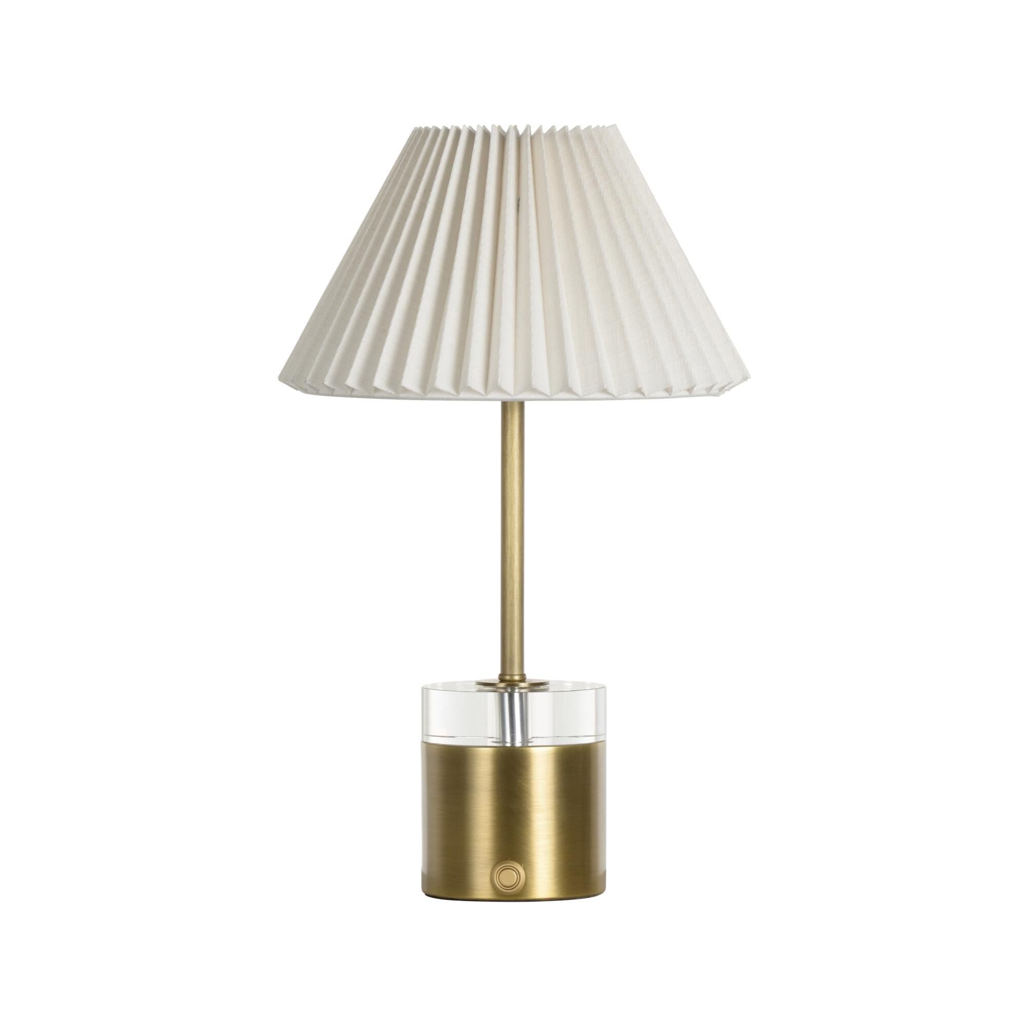 Shown in Gold finish and Linen shade