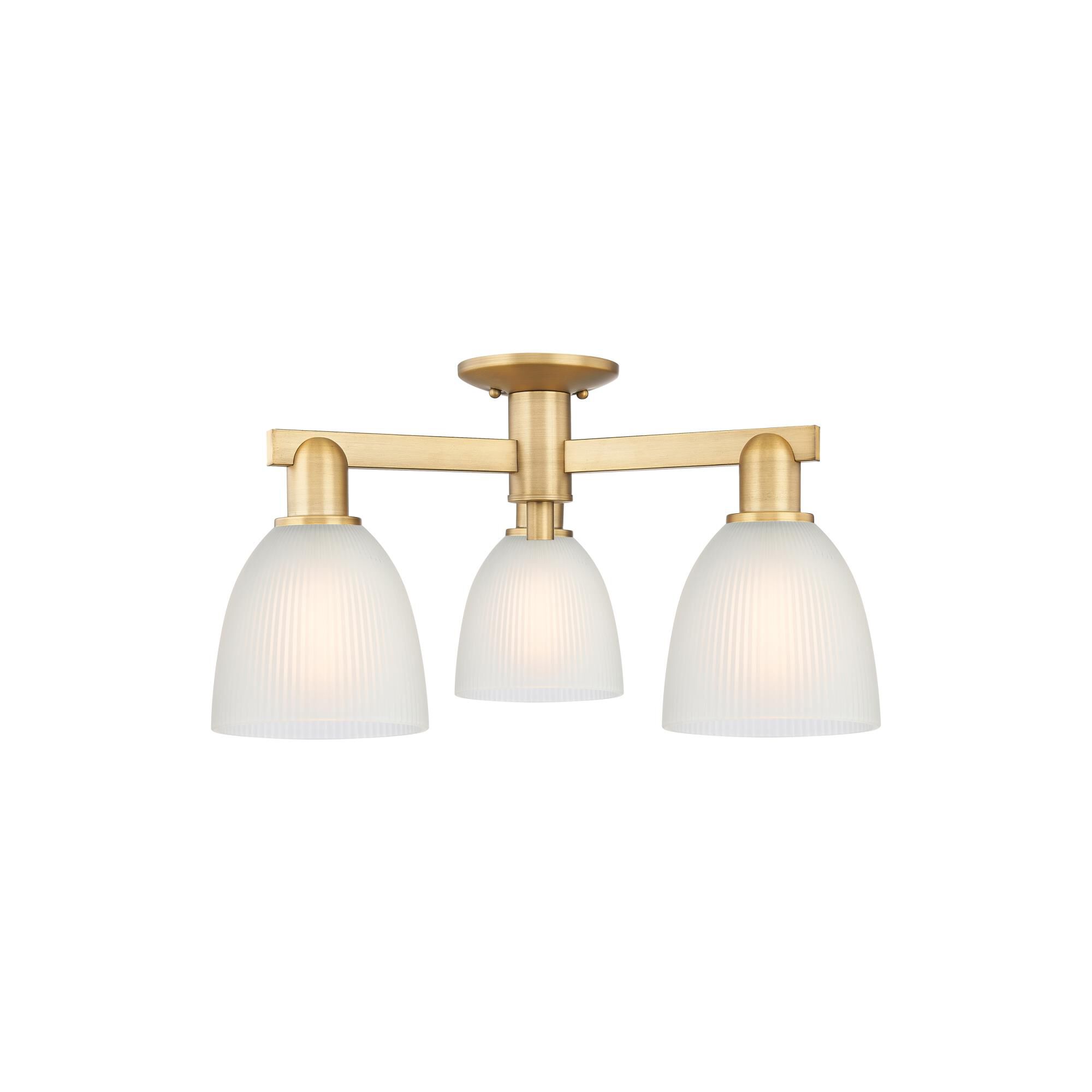 Shown in Brushed Brass finish and White glass