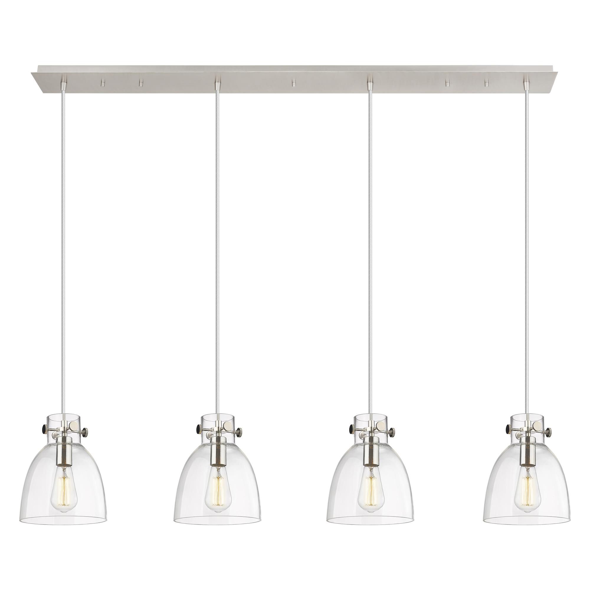 Shown in Polished Nickel finish and Clear glass and Clear Glass shade