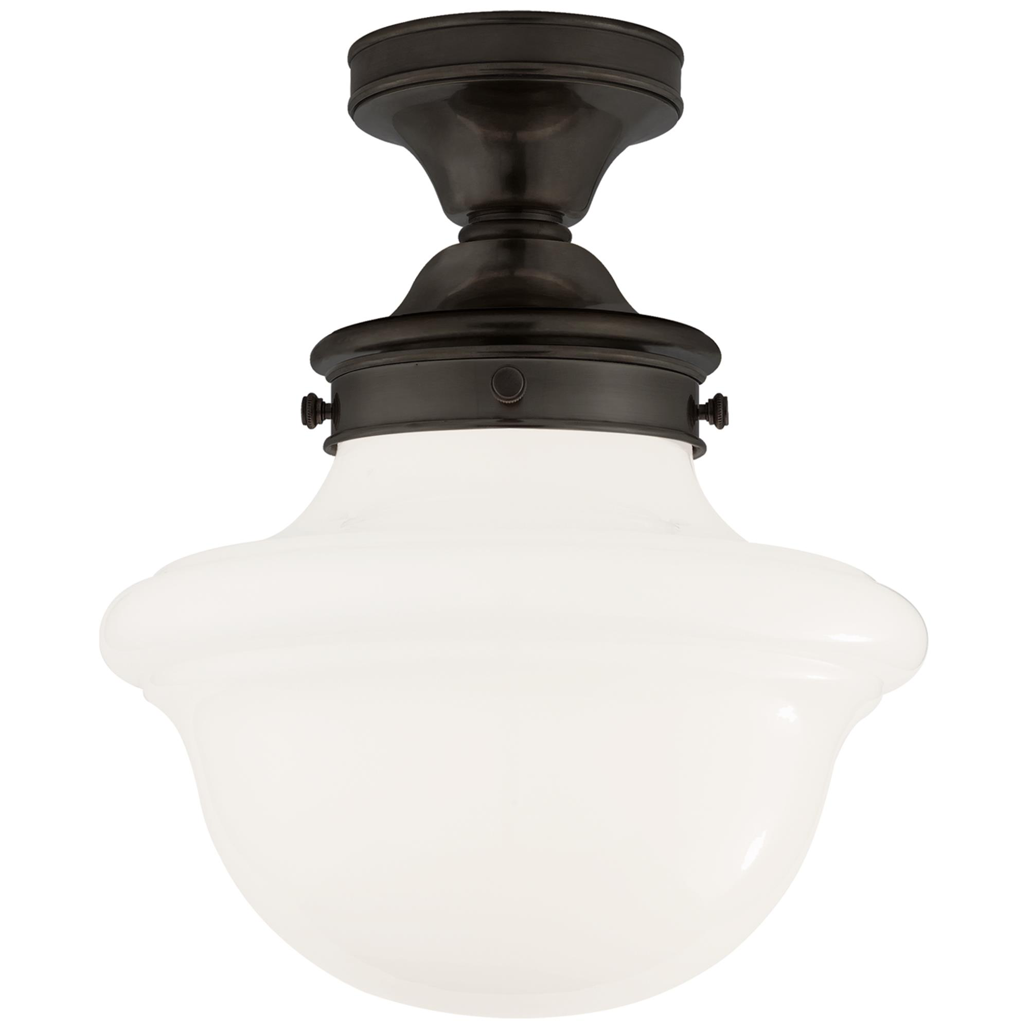 Shown in Bronze finish and White glass