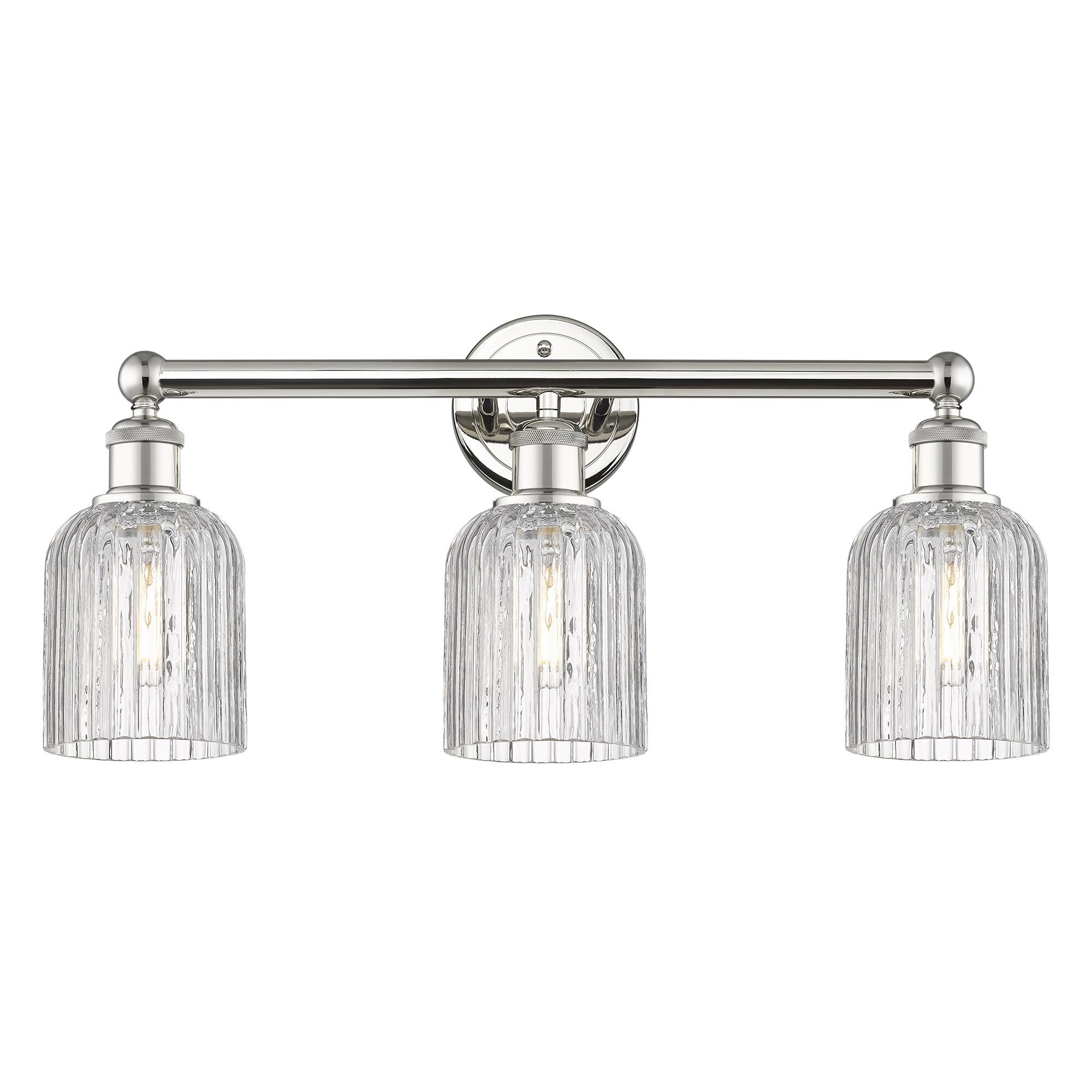 Shown in Polished Nickel finish and Clear glass