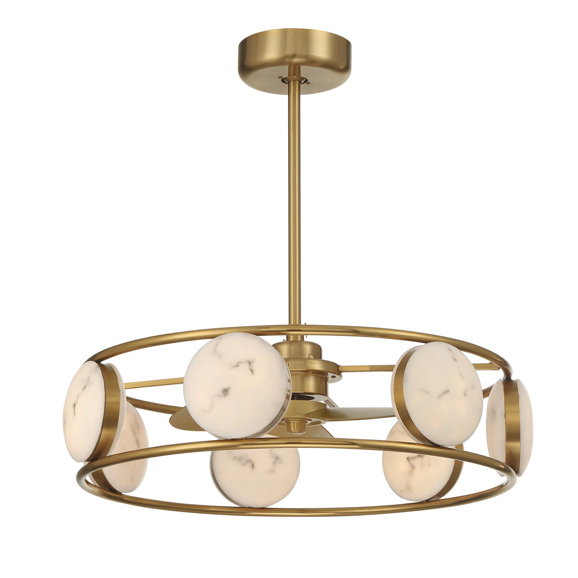 Shown in Warm Brass finish and Faux Alabaster glass
