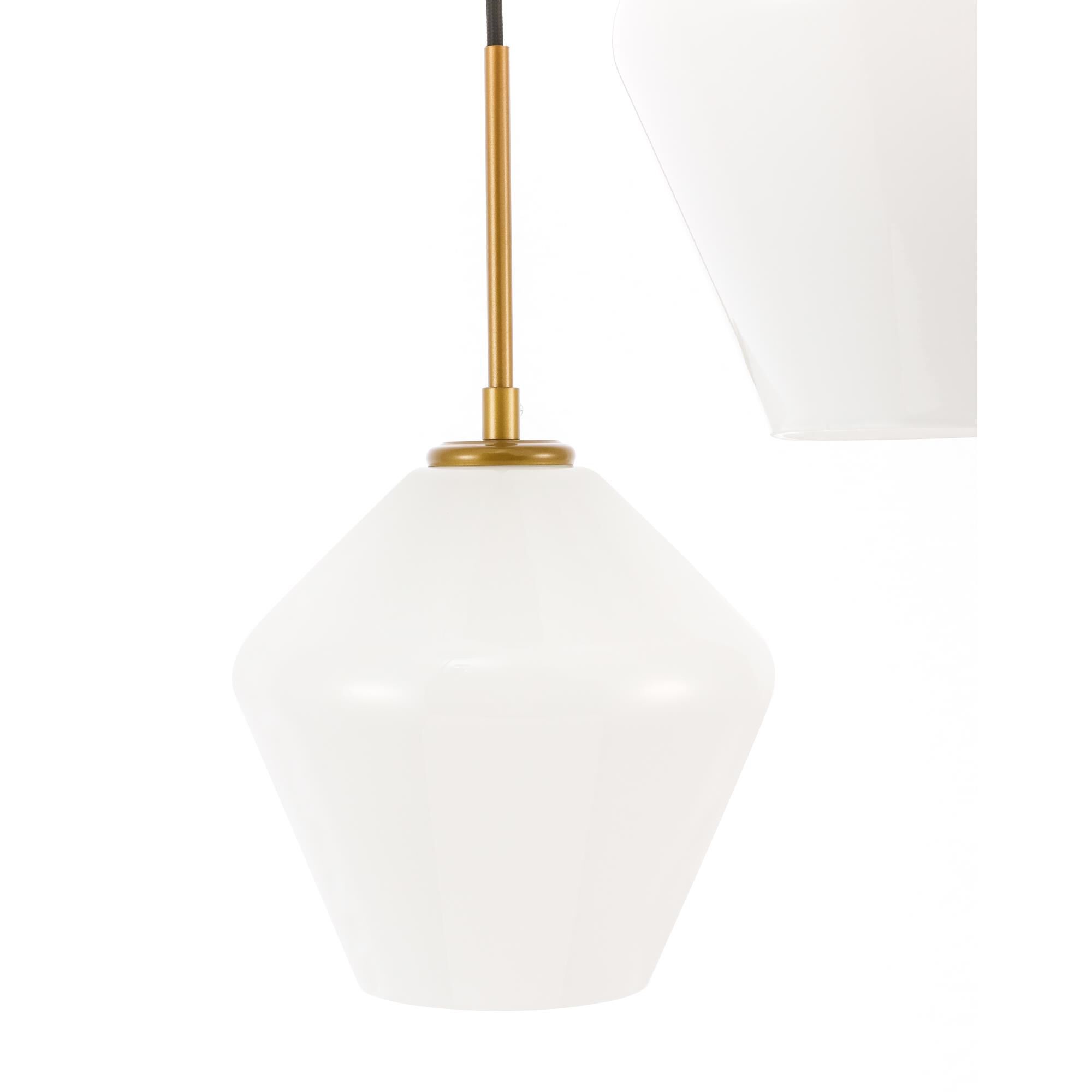 Shown in Brass finish and Frosted White  glass