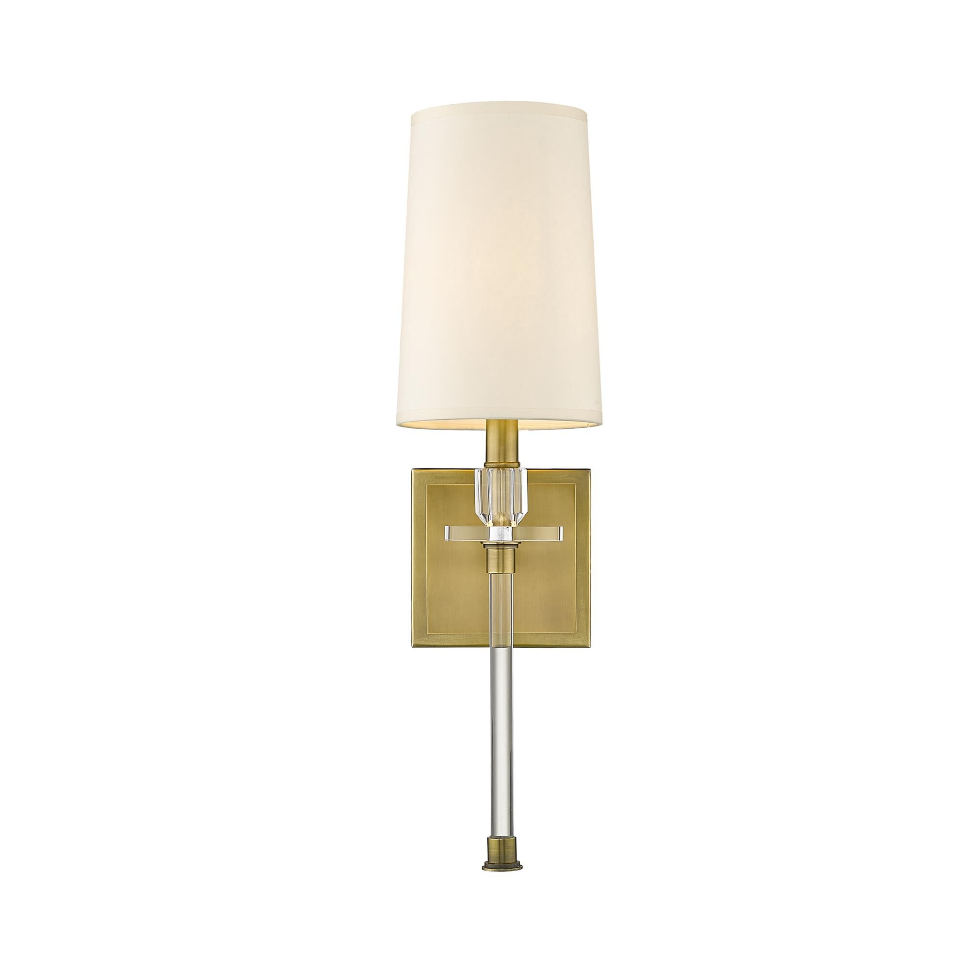 Shown in Rubbed Brass finish and Parchment Paper glass and Parchment Paper shade