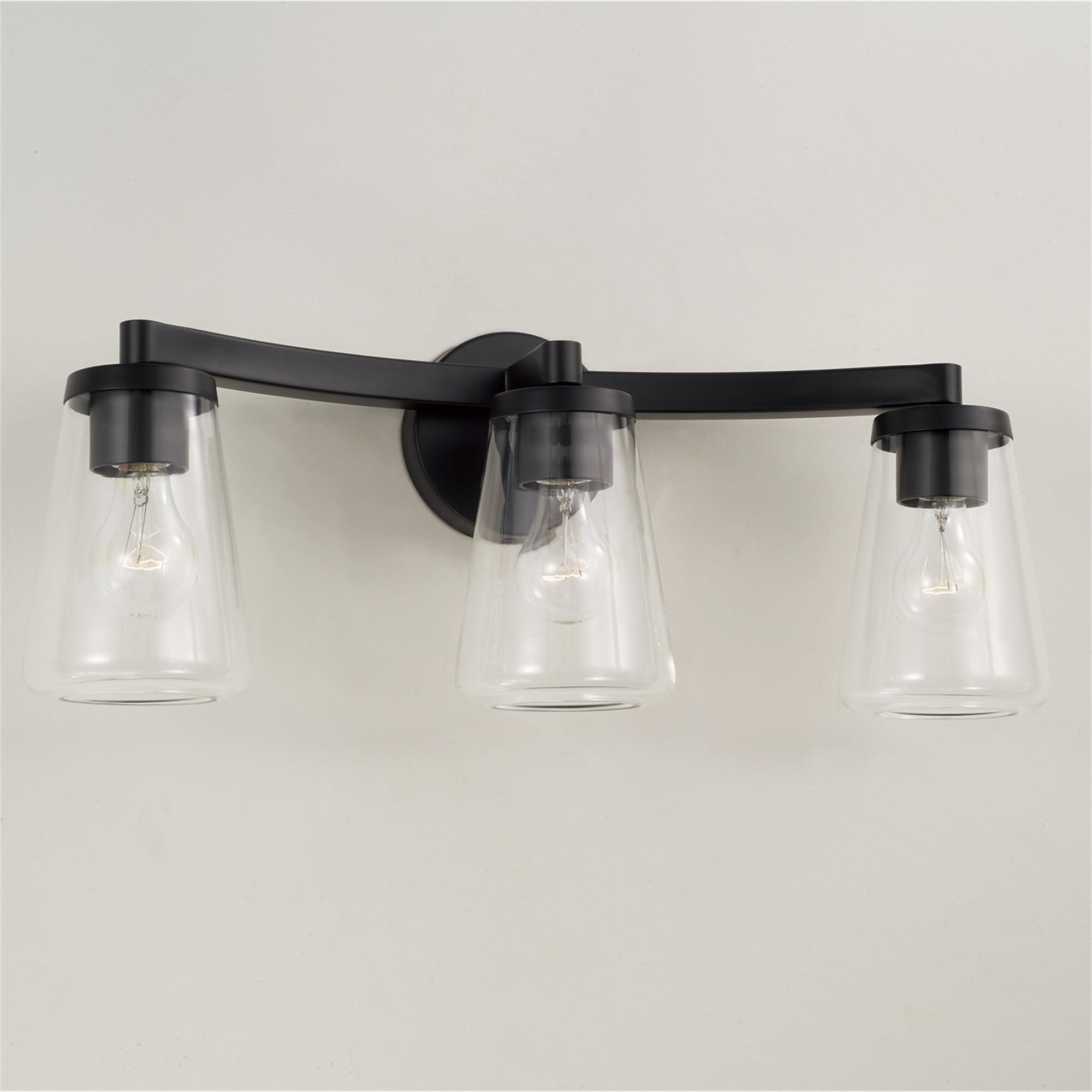 Shown in Matte Black finish and Clear glass