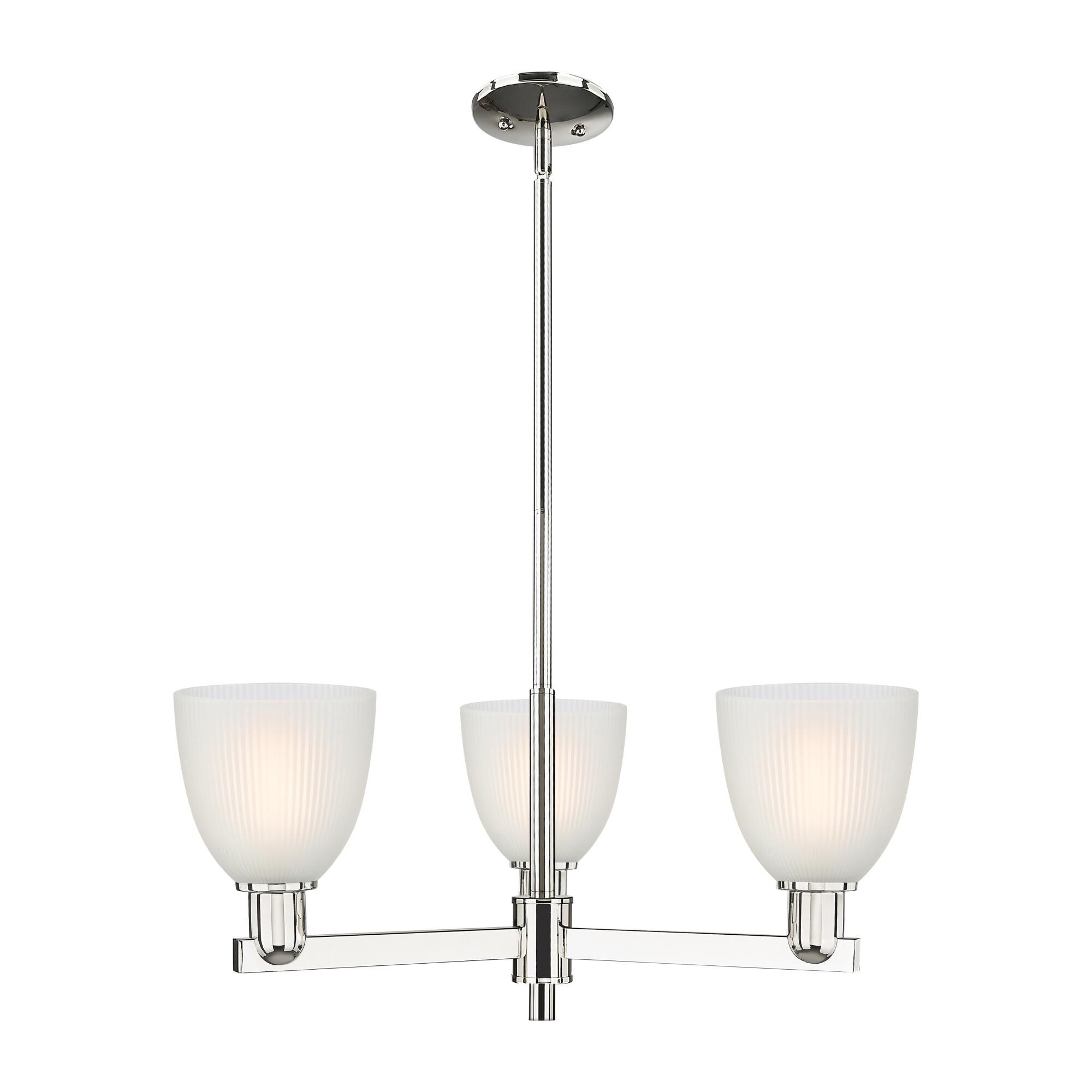 Shown in Polished Nickel finish and White glass