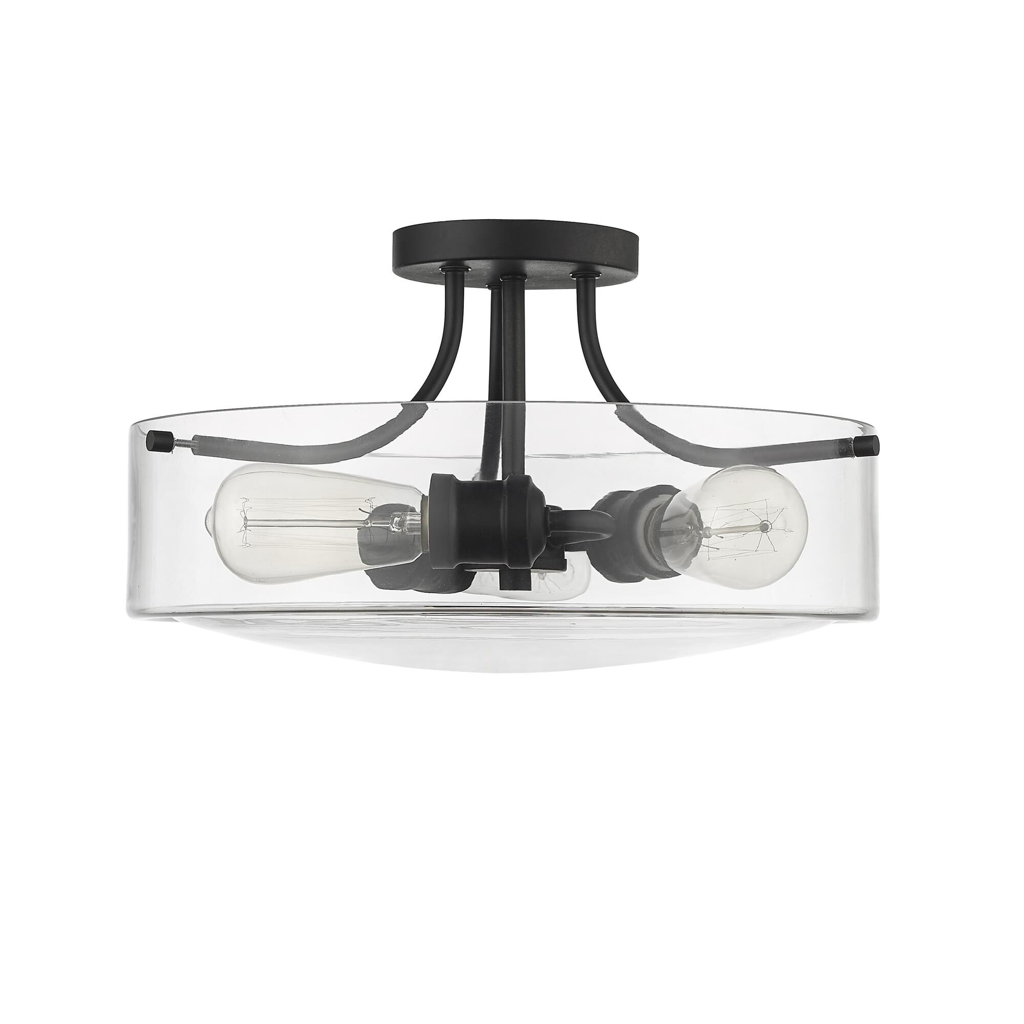 Shown in Matte Black finish and Glass shade