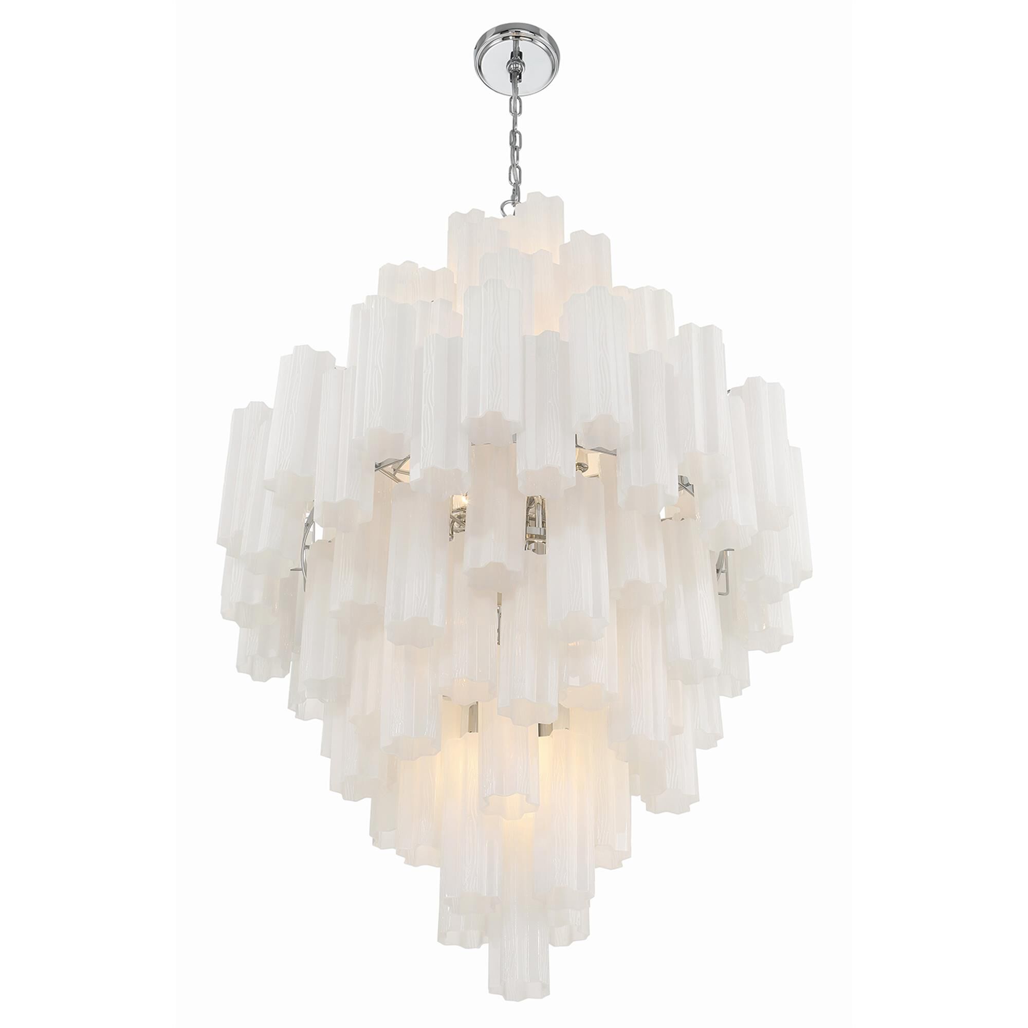 Shown in Polished Chrome finish and Tronchi Glass White crystal
