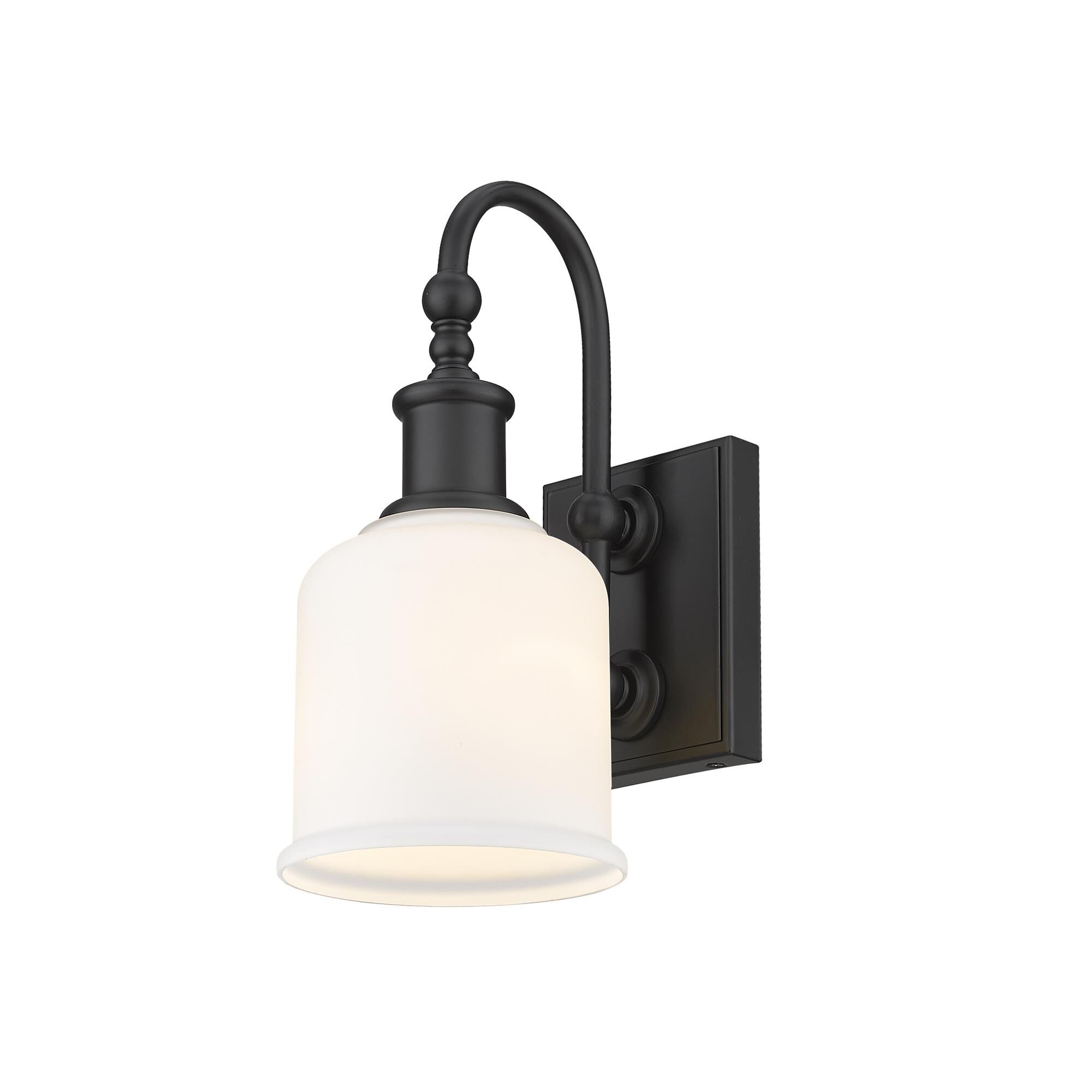 Shown in Matte Black finish and Glass shade