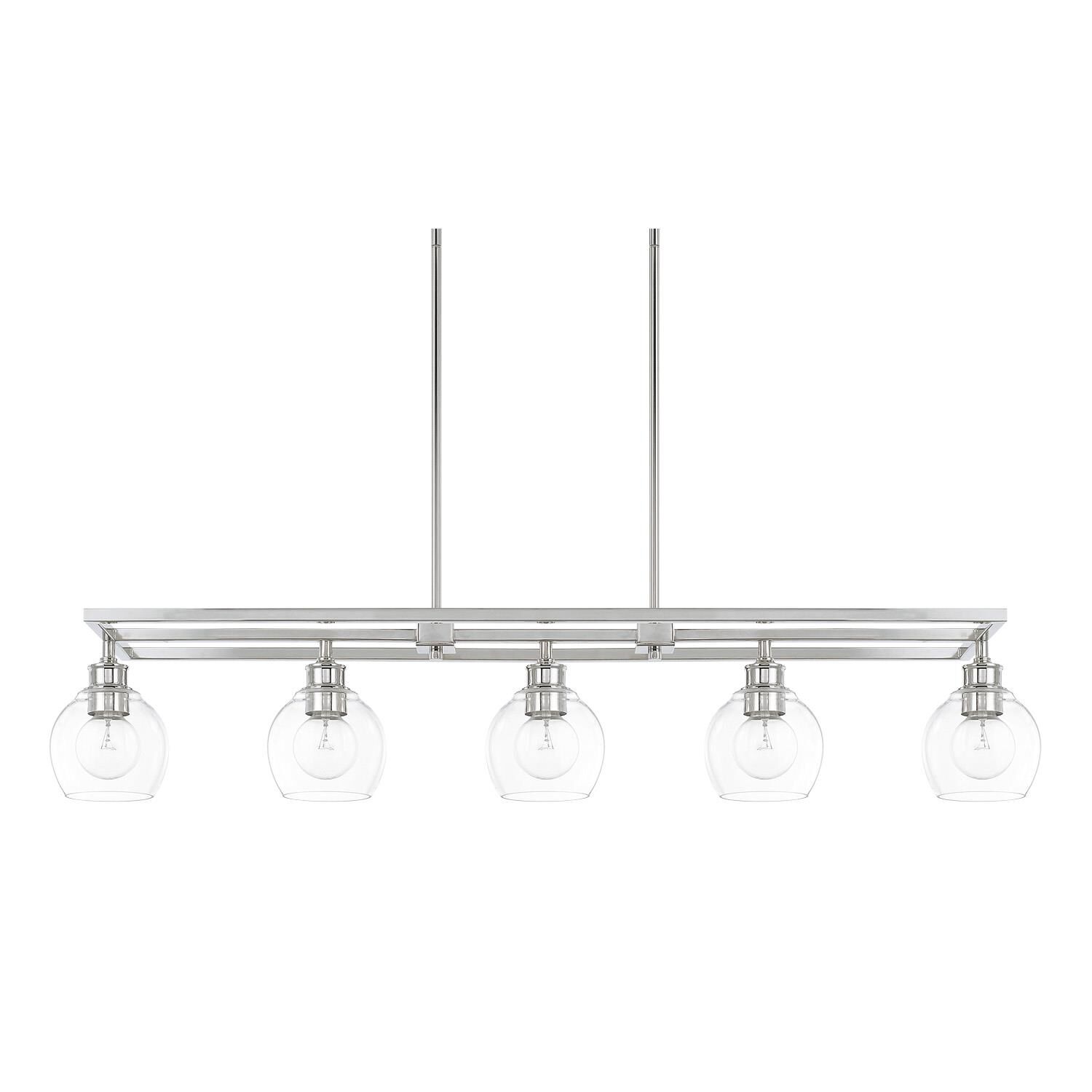 Shown in Polished Nickel finish and Clear glass