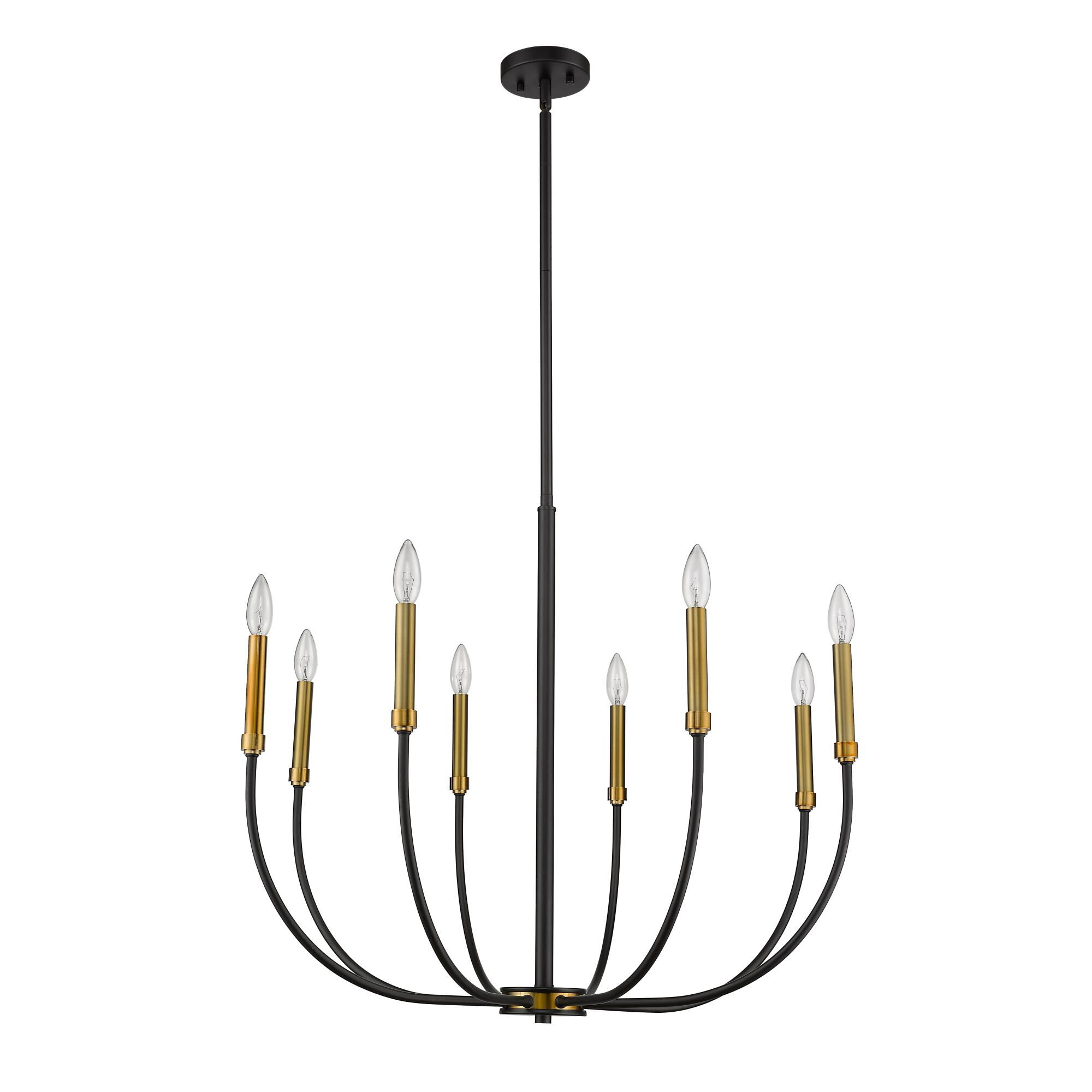 Shown in Matte Black + Olde Brass finish and --- glass and --- shade
