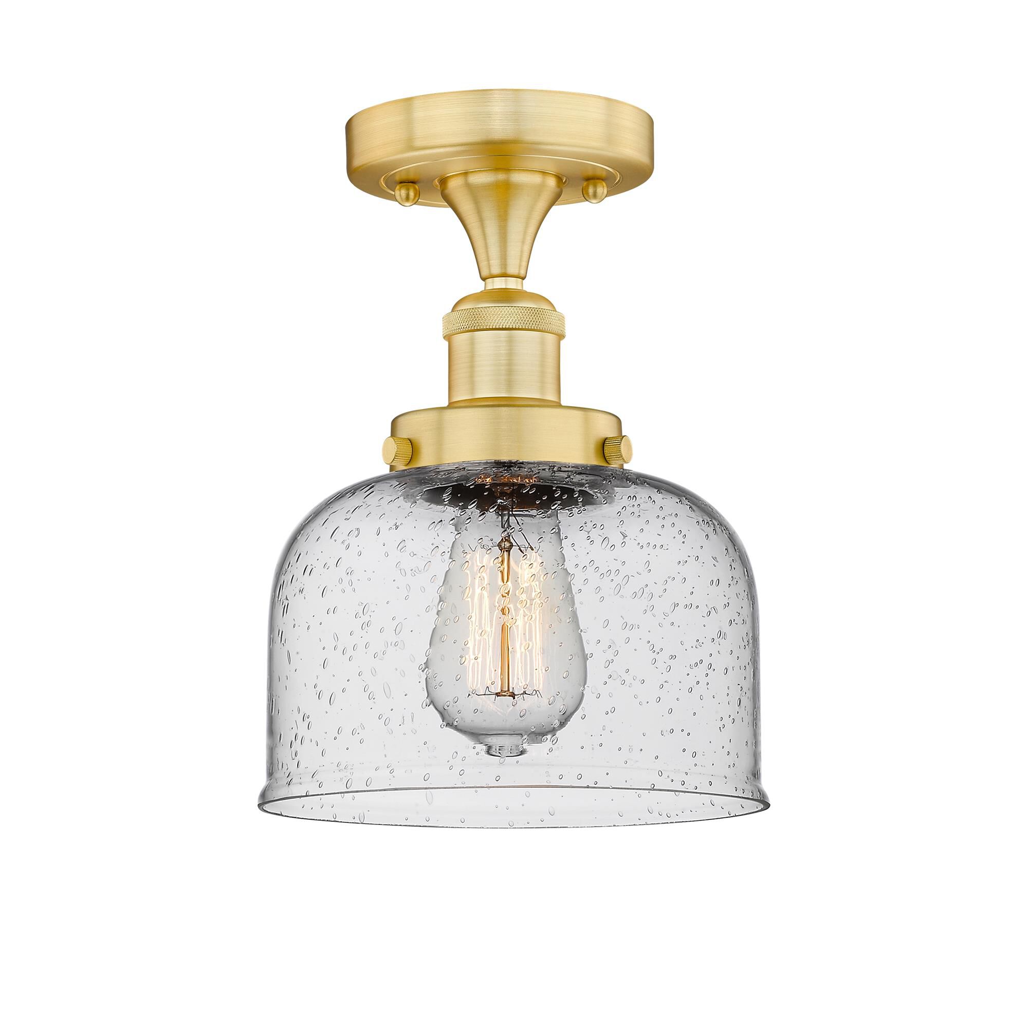 Shown in Satin Gold finish and Seedy glass