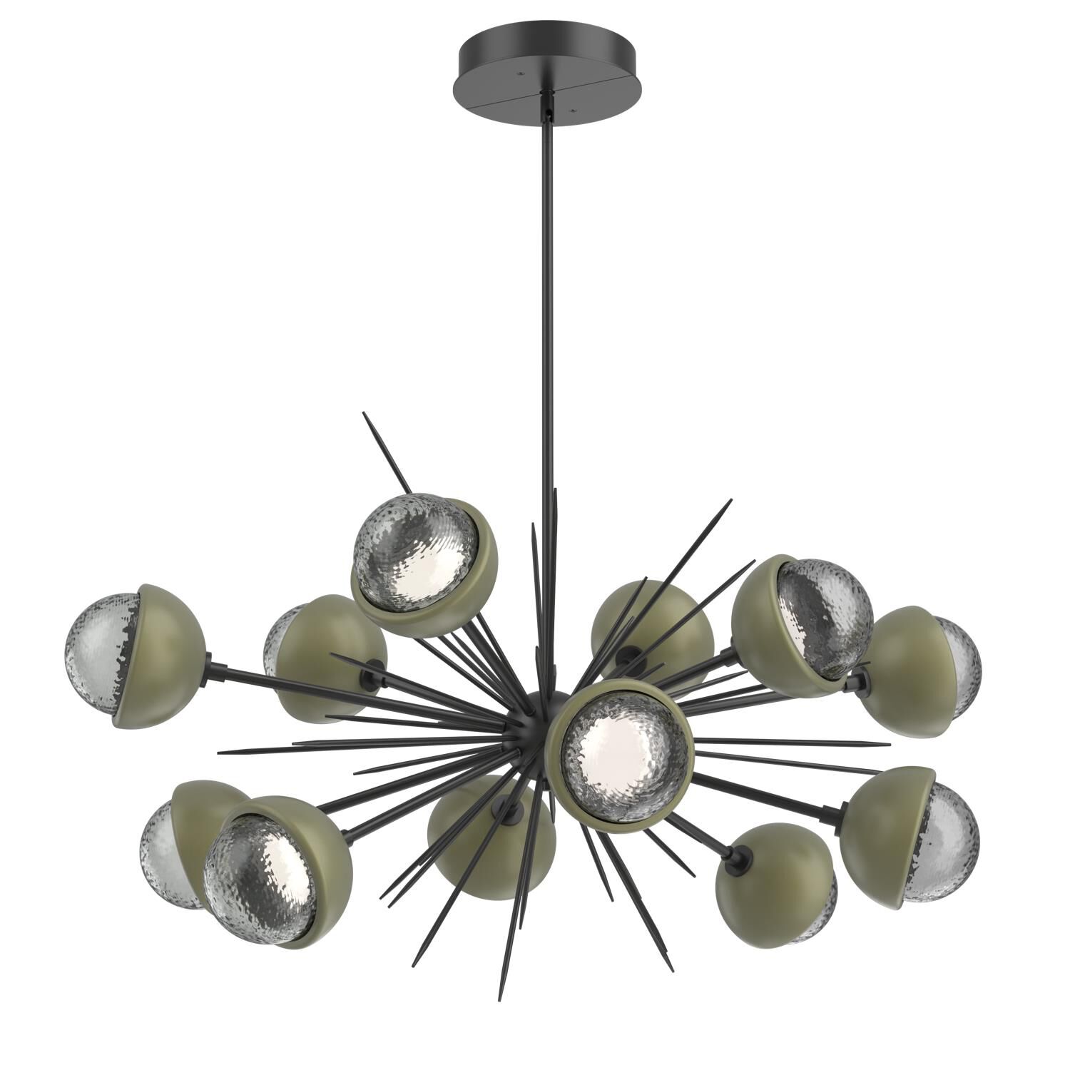 Shown in Matte Black finish and Smoke glass and Sage Green accent
