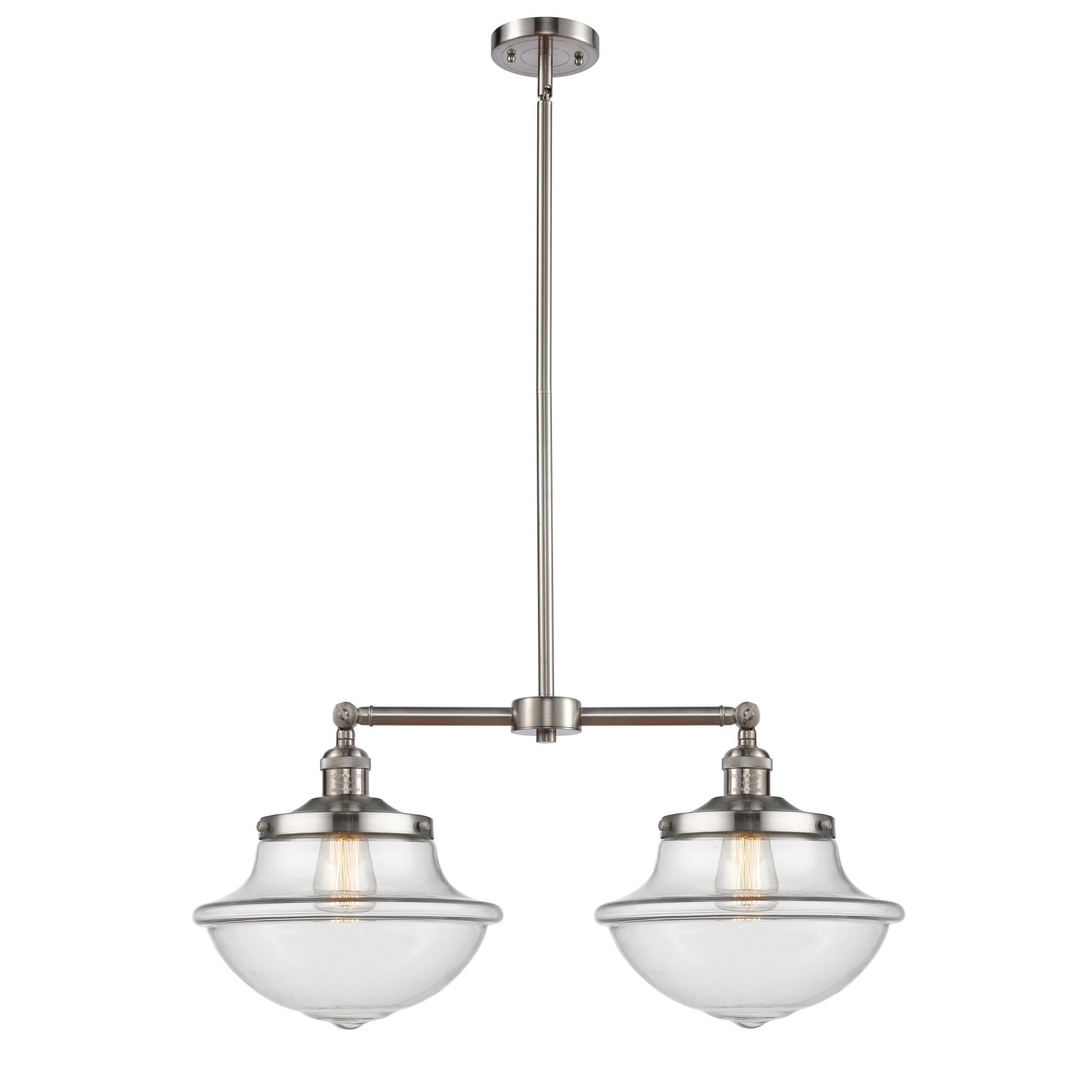 Shown in Brushed Satin Nickel finish and Clear glass