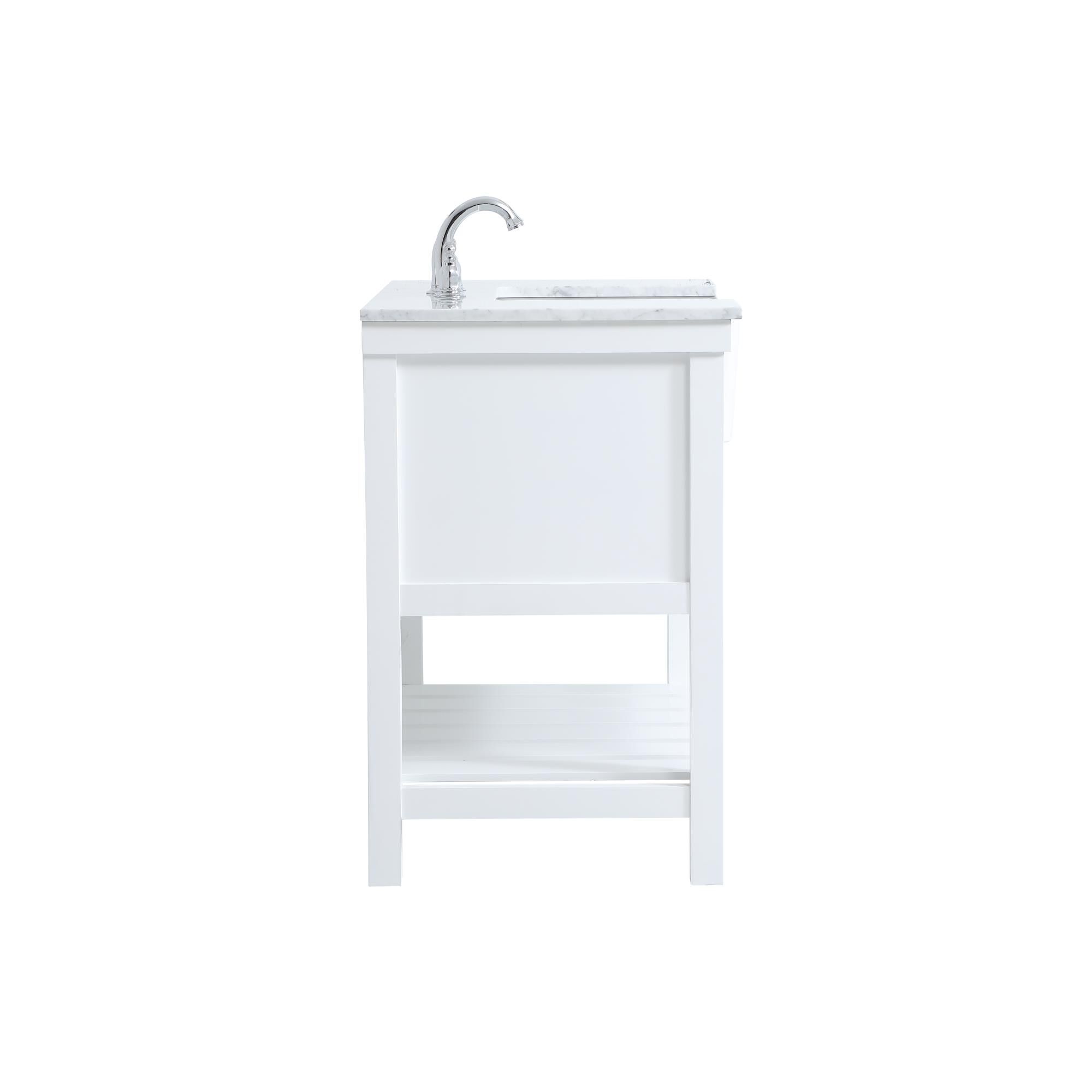 Shown in White finish and Without Backsplash accent