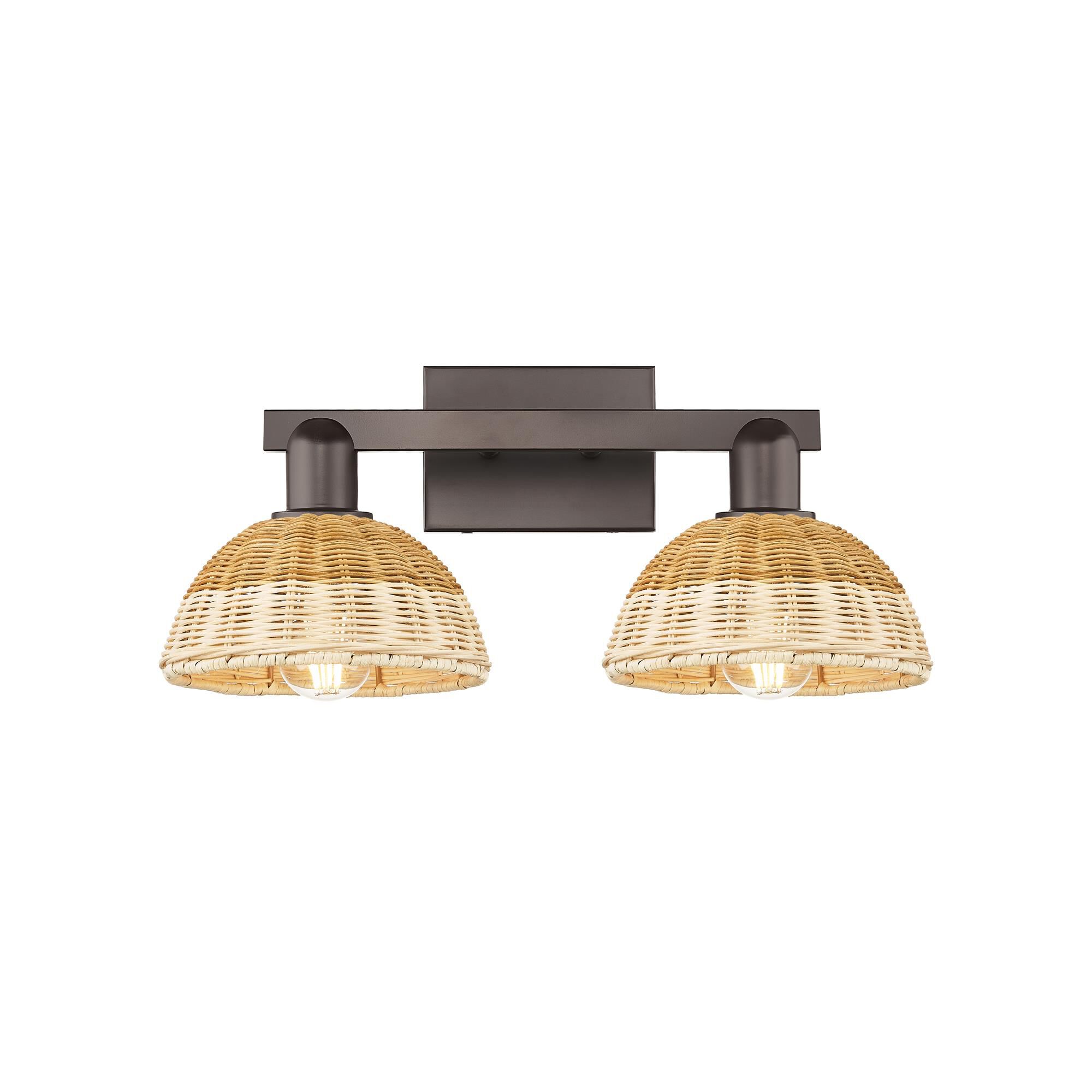 Shown in Oil Rubbed Bronze finish and Natural Fiber shade