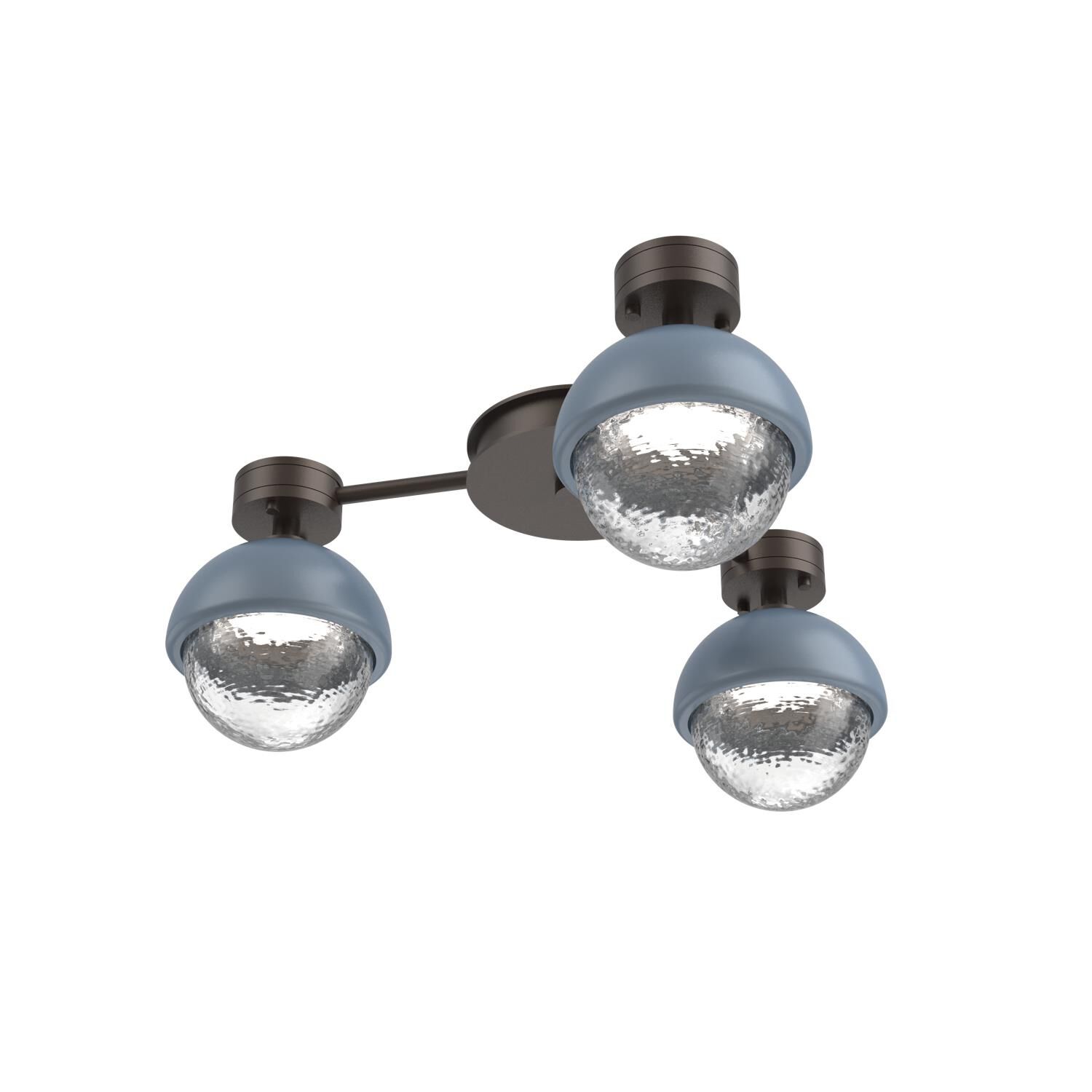 Shown in Flat Bronze finish and Clear glass and Poppy Blue accent