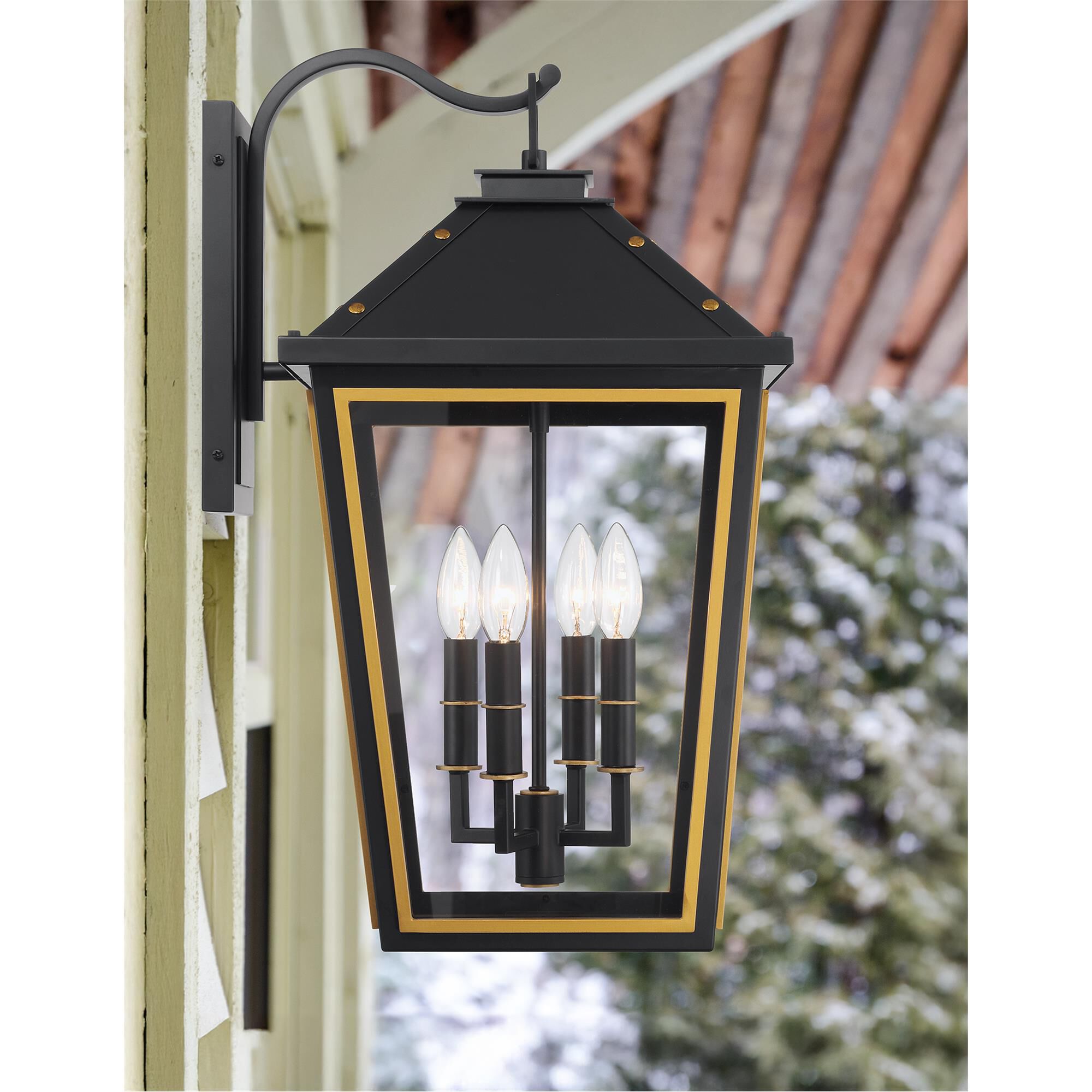 Shown in Matte Black and Textured Gold finish and Clear glass