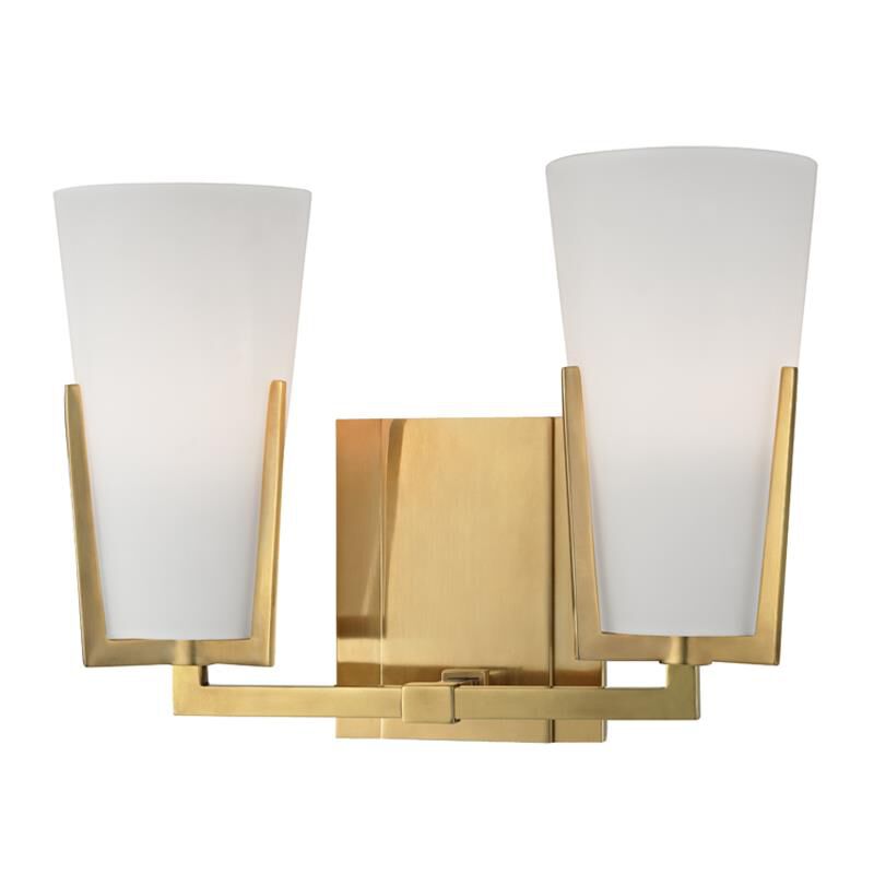 Shown in Aged Brass finish and Frosted Mouth-Blown glass