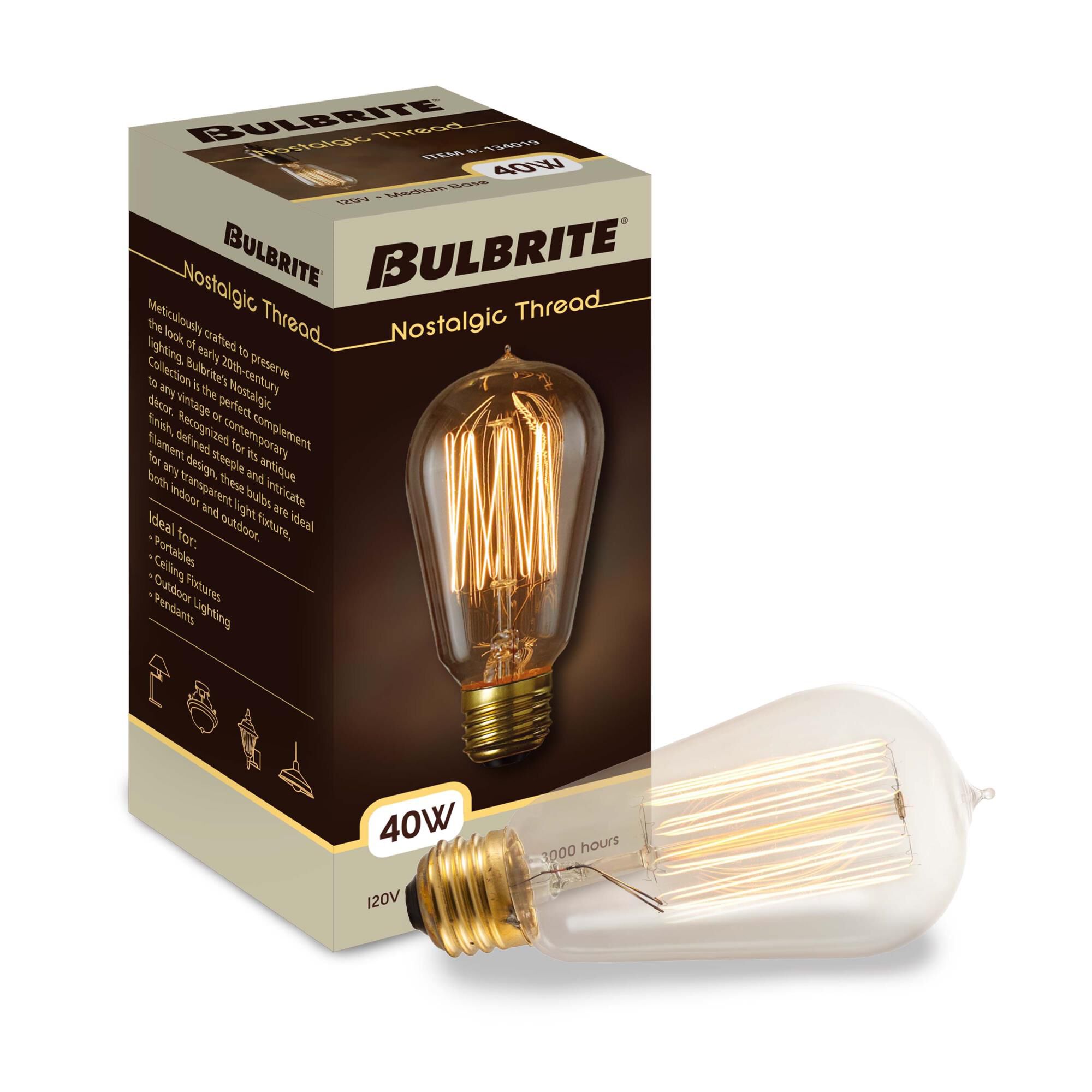 40 Watt 2200K ST18 Incandescent Light Bulb by Bulbrite