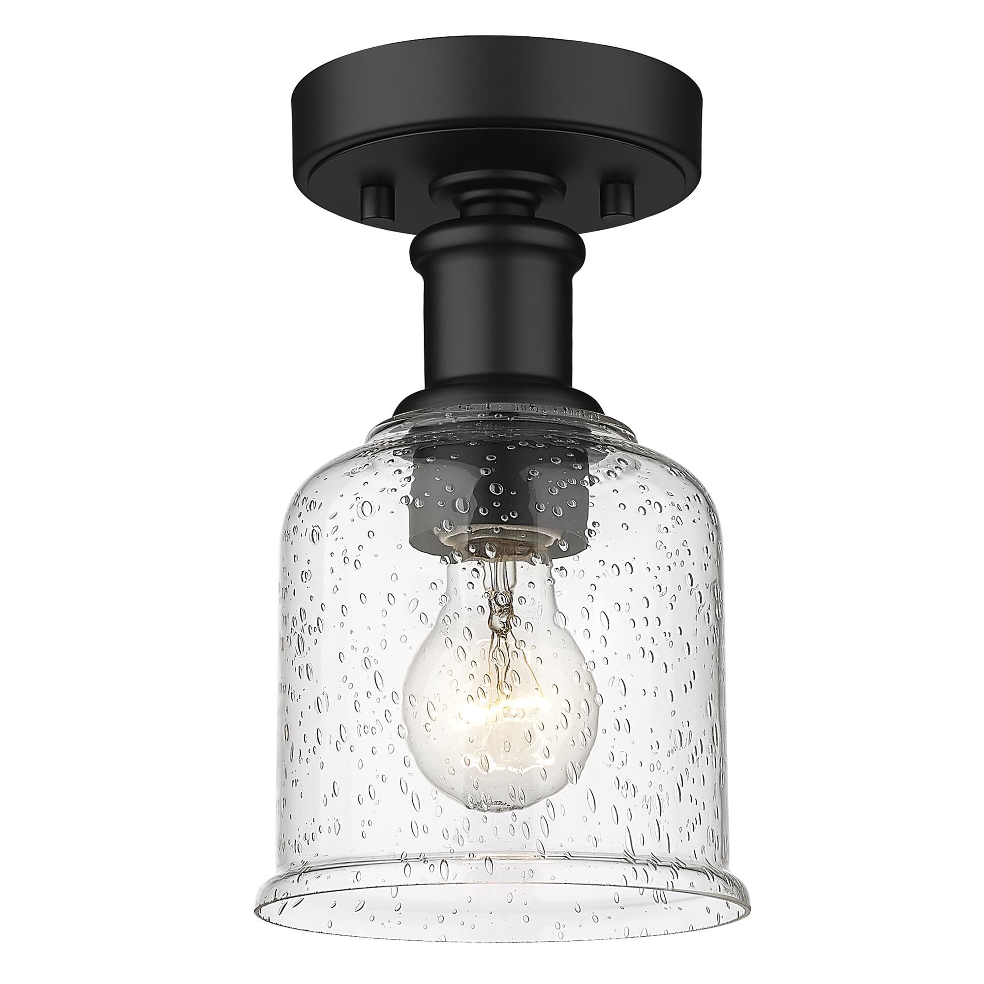 Shown in Matte Black finish and Clear Seedy glass