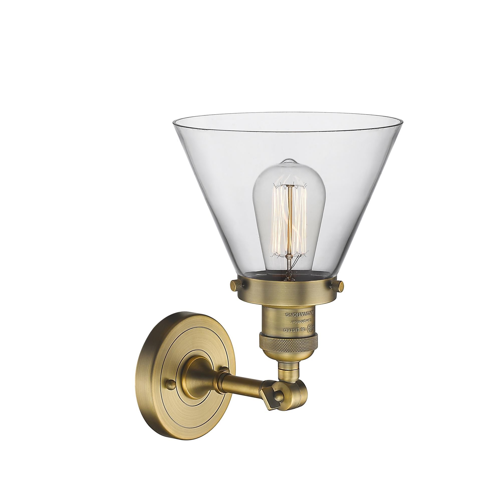 Shown in Brushed Brass finish and Clear glass