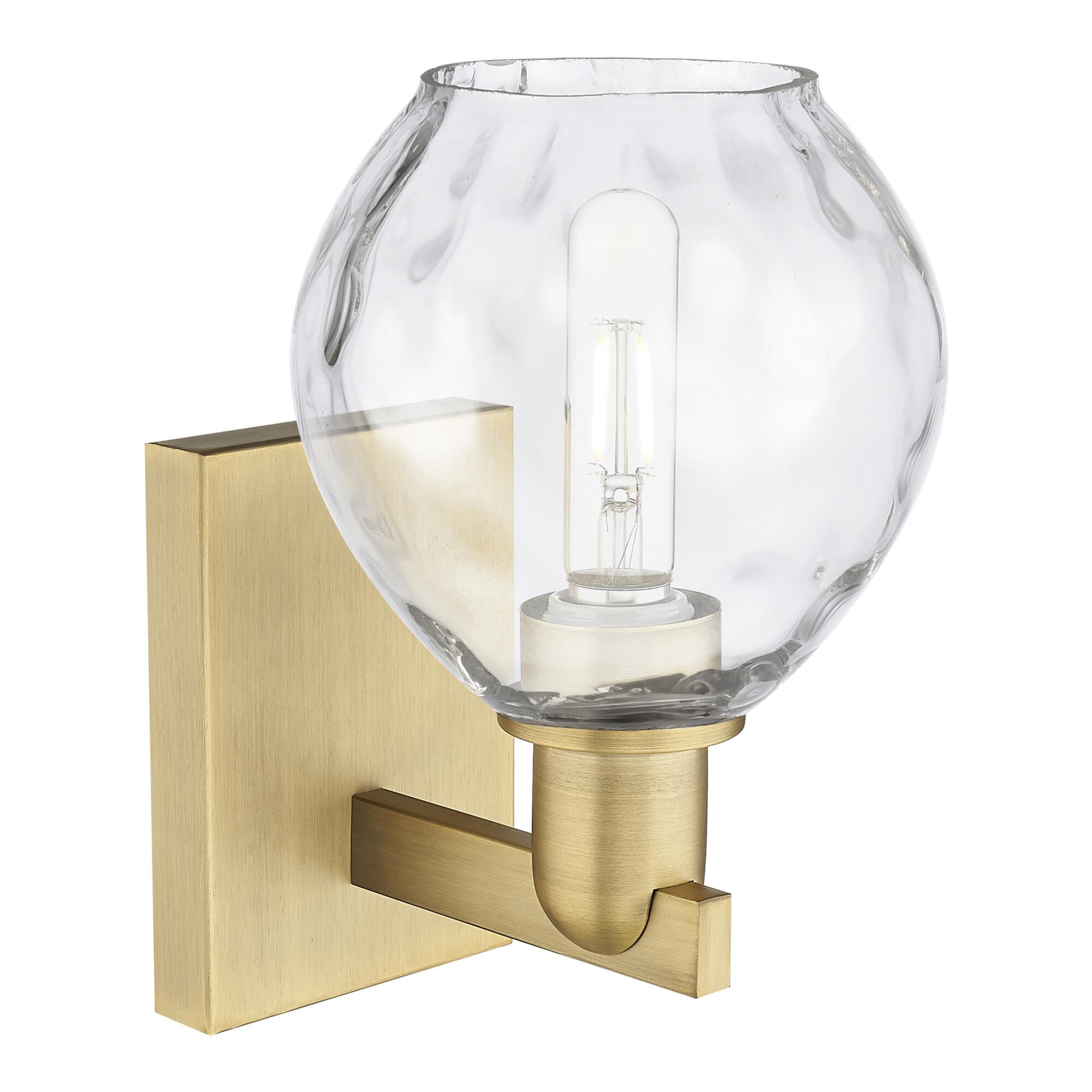 Shown in Brushed Brass finish and Clear glass