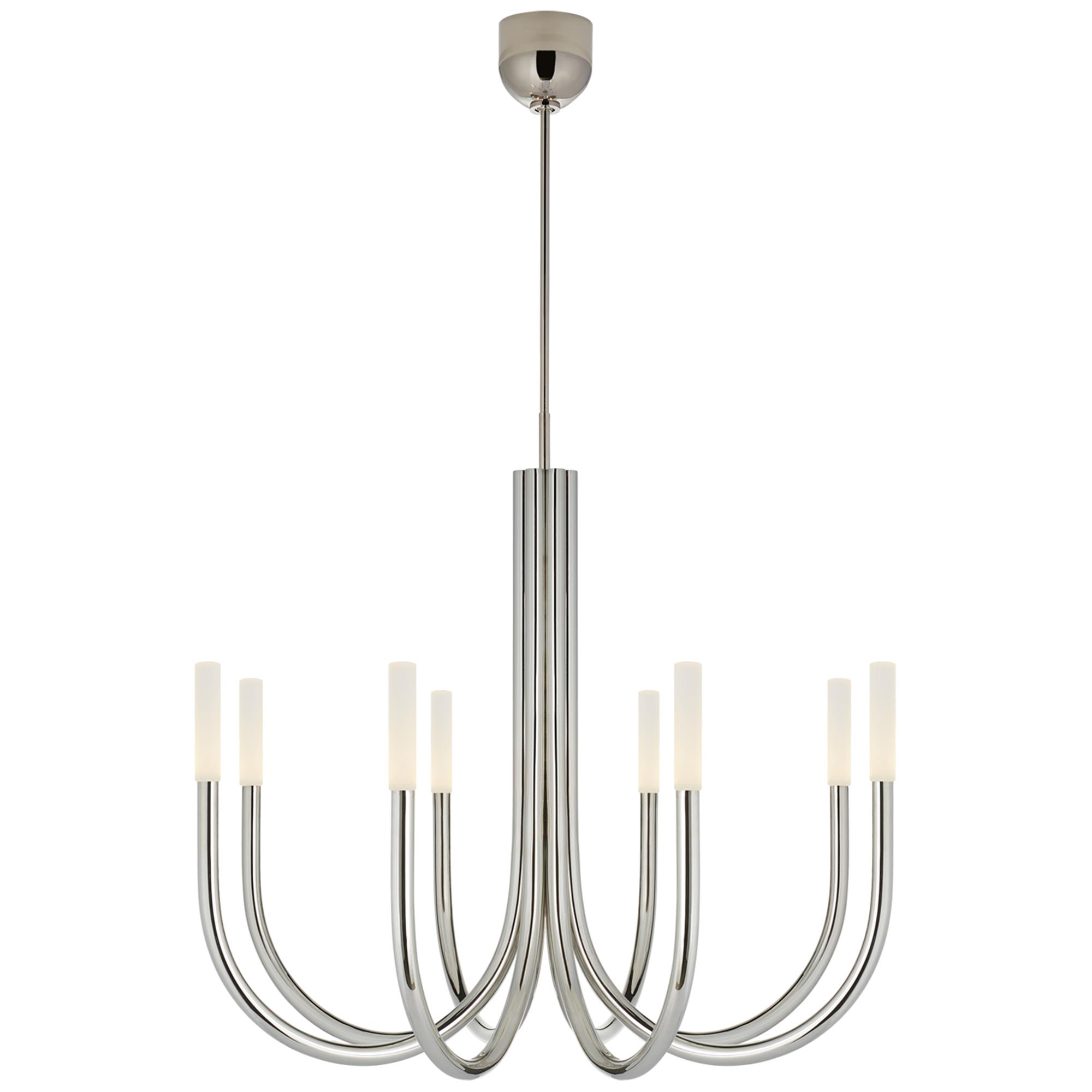 Shown in Polished Nickel finish and Etched Crystal glass