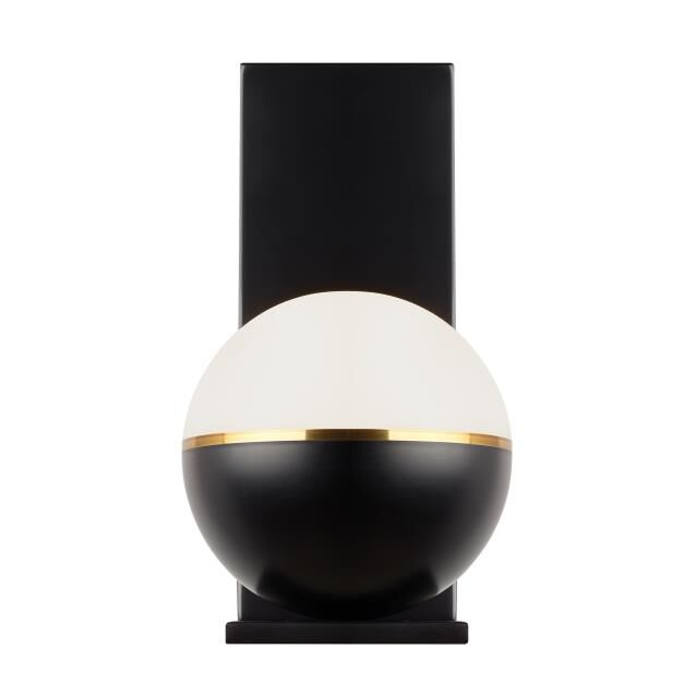 Shown in Matte Black / Plated Brass finish and Acrylic shade