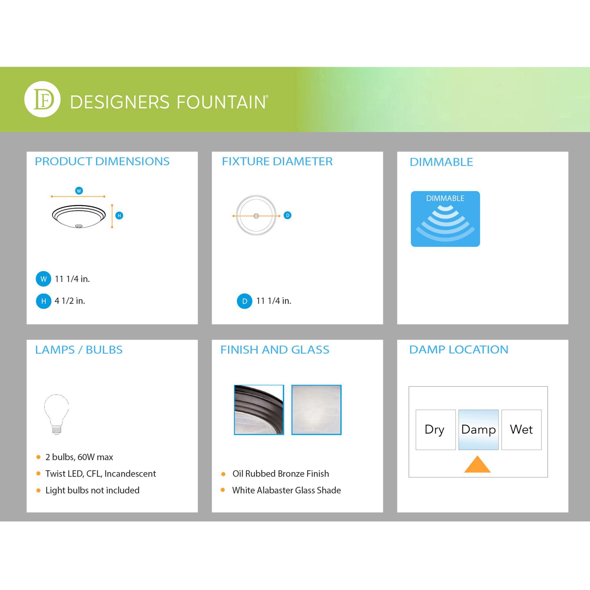 Shown in Oil Rubbed Bronze finish and White Alabaster glass