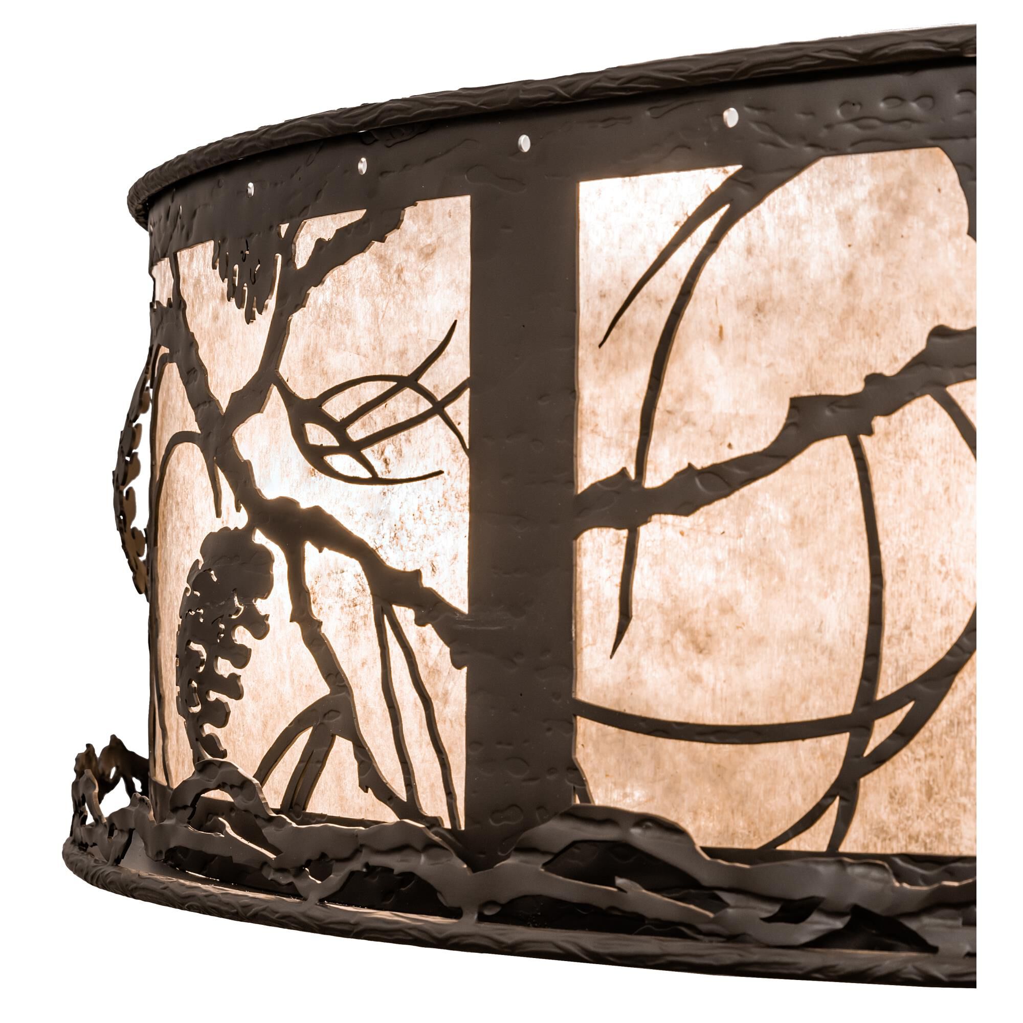 Shown in Oil Rubbed Bronze finish and Silver Mica glass