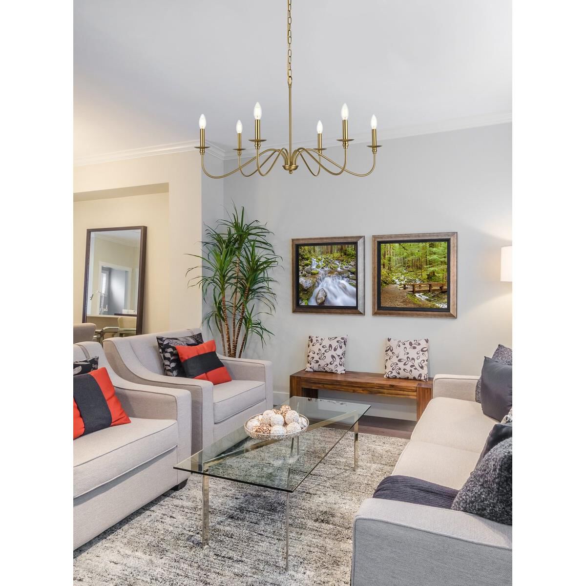 Rohan 36 Inch 6 Light Chandelier by Elegant Lighting