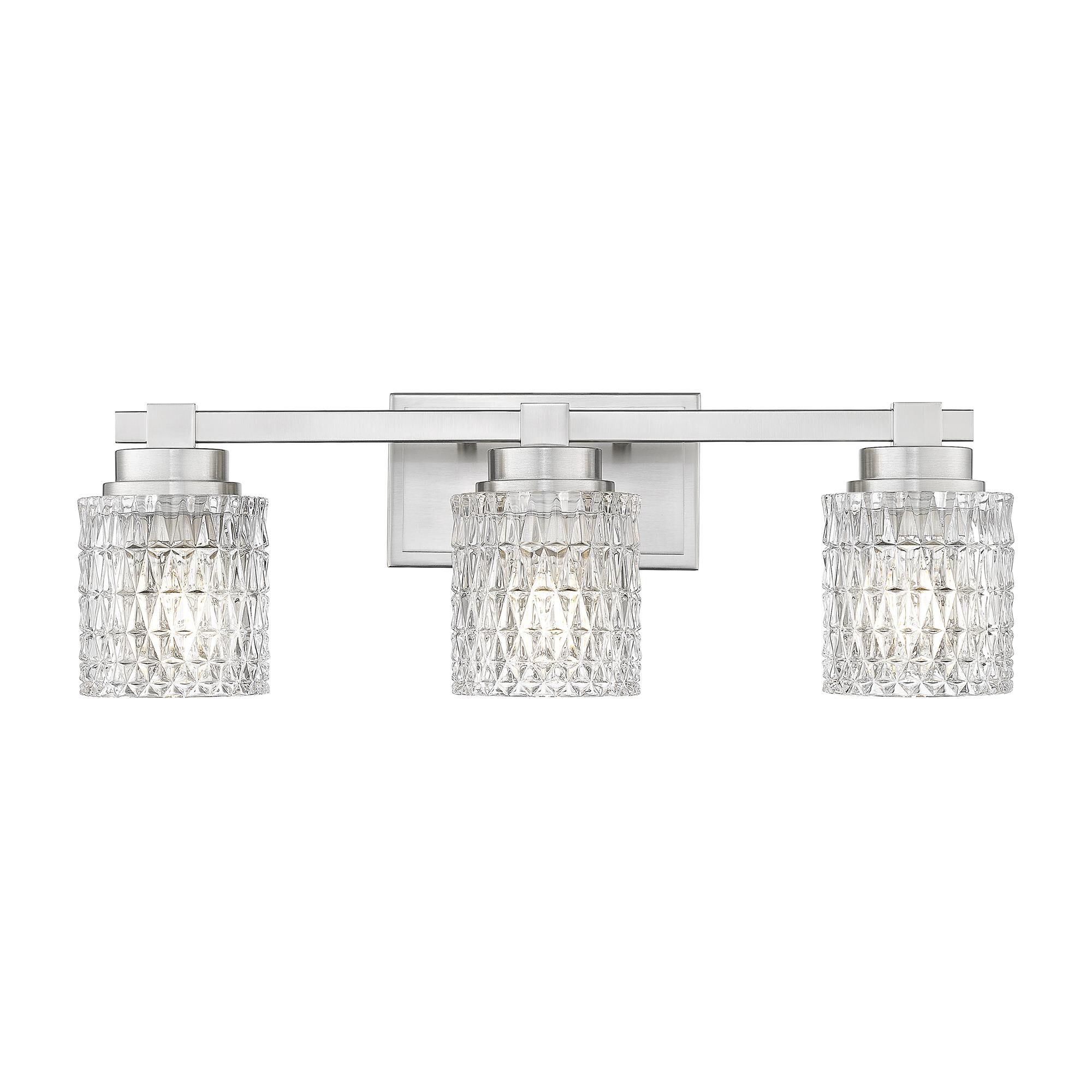 Shown in Brushed Nickel finish and Clear Diamond glass