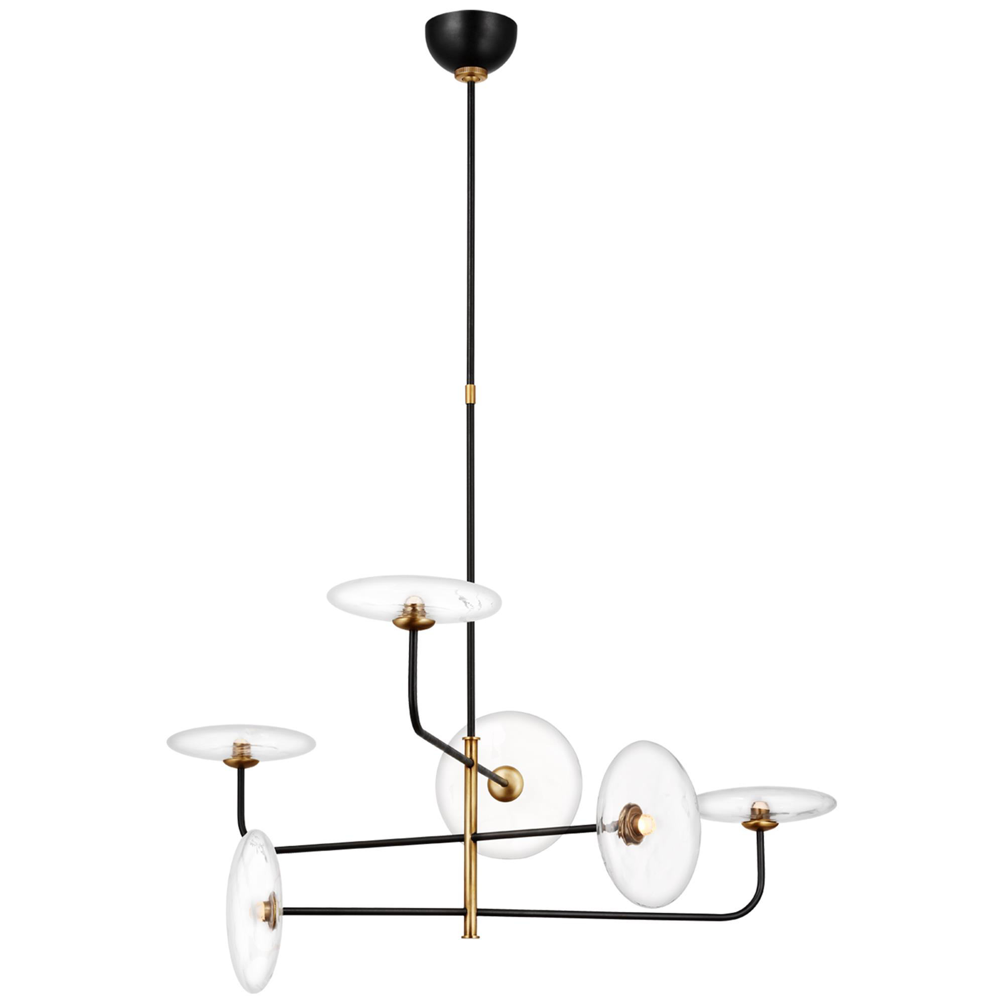 Shown in Aged Iron and Hand-Rubbed Antique Brass finish and Clear glass