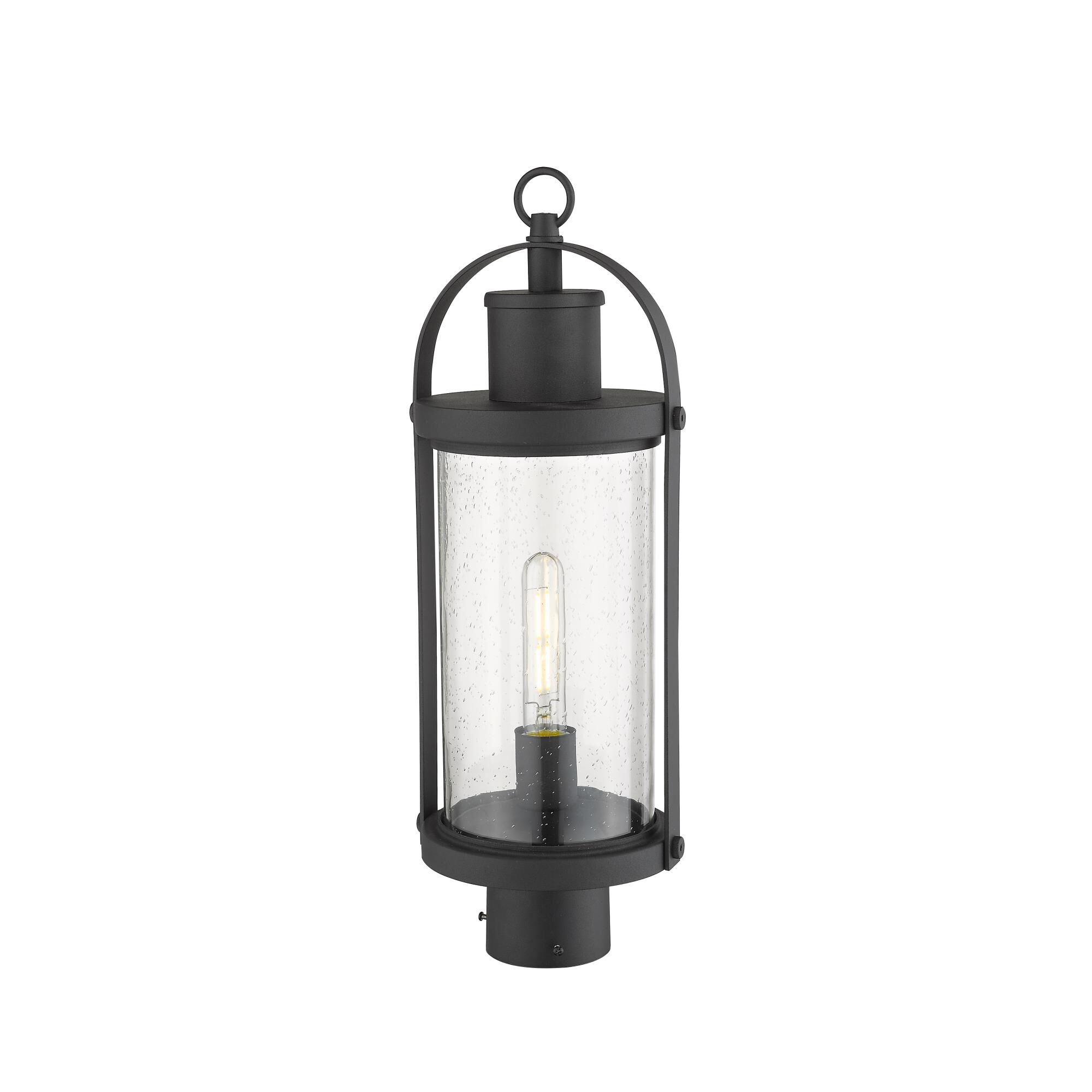 Shown in Black finish and Glass shade