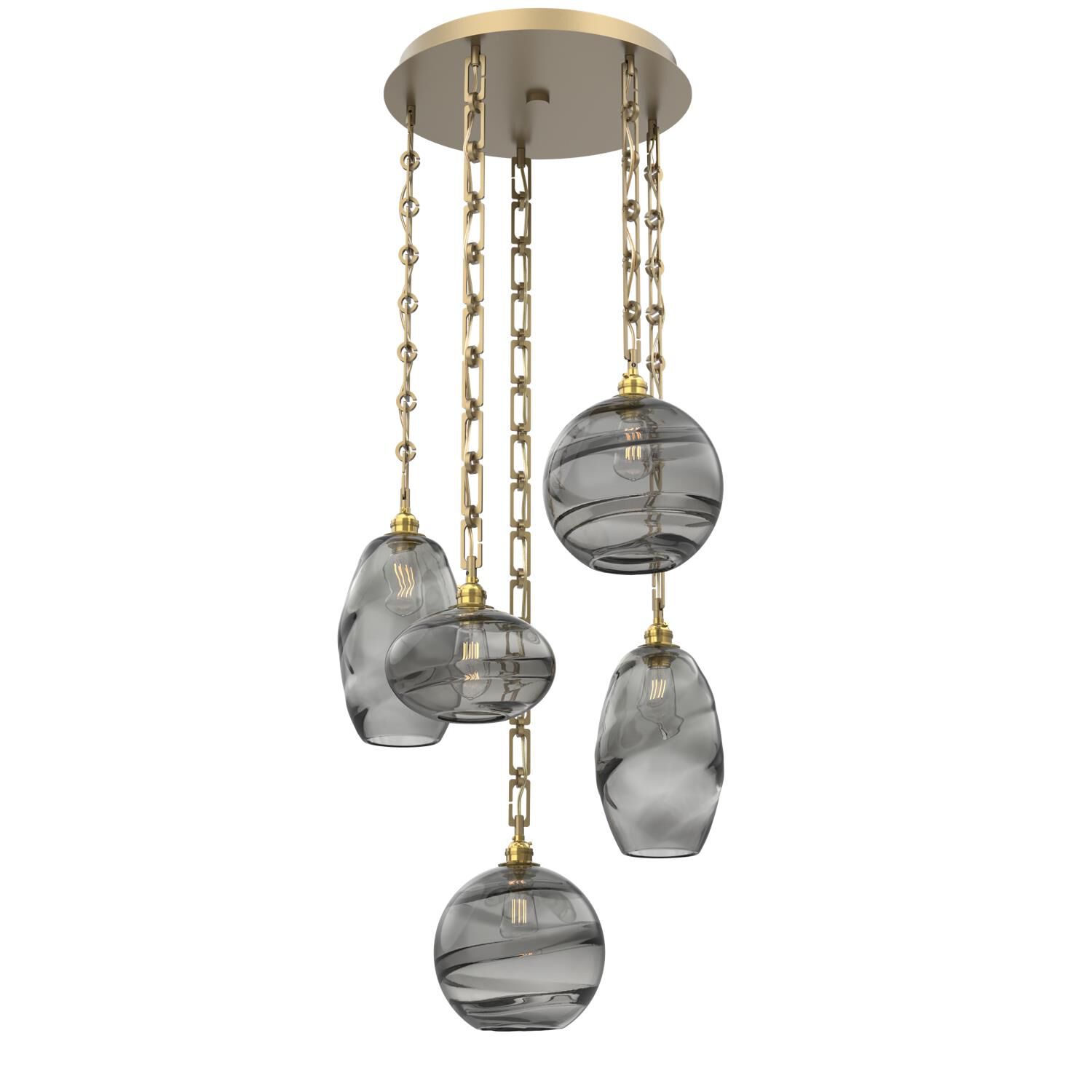 Shown in Gilded Brass finish and Smoke glass